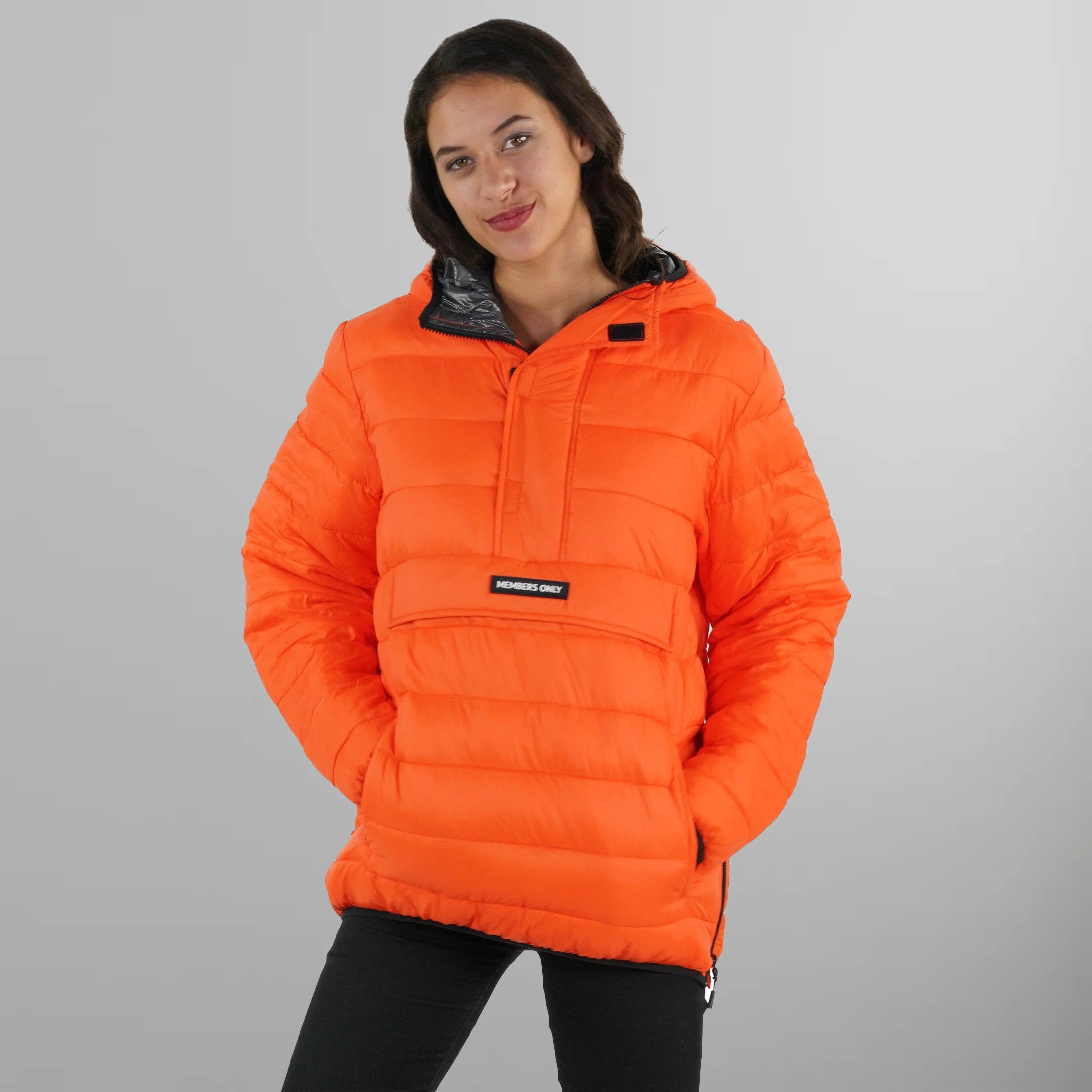 Women's Popover Puffer Oversized Jacket - FINAL SALE Womens Jacket Members Only Orange Small 