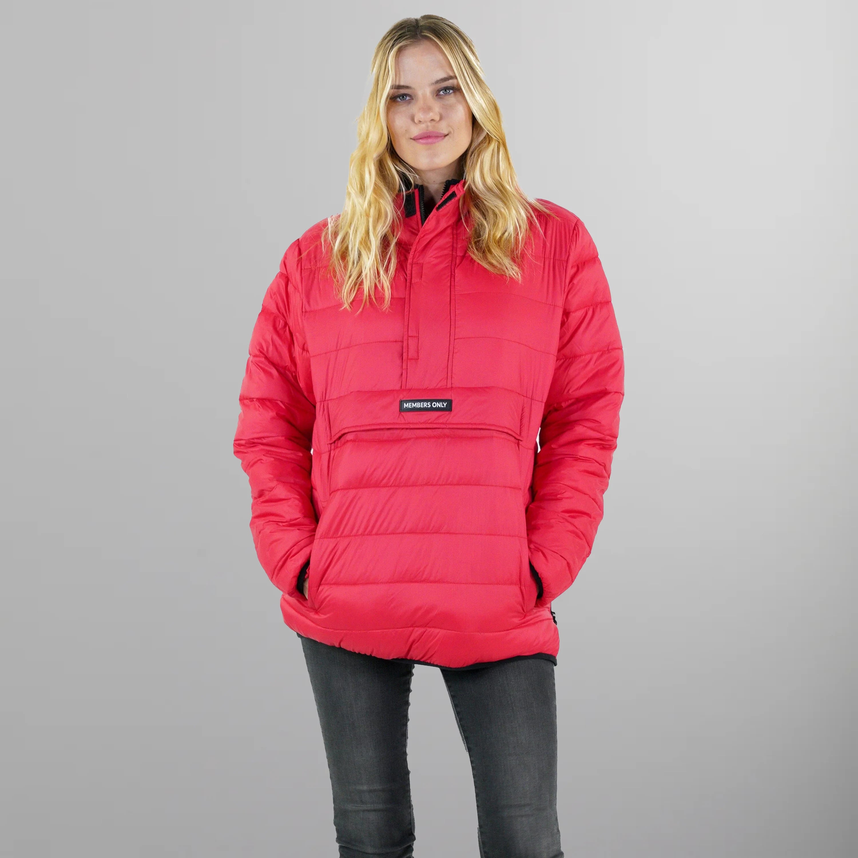 Women's Popover Puffer Oversized Jacket - FINAL SALE Womens Jacket Members Only Red Small 