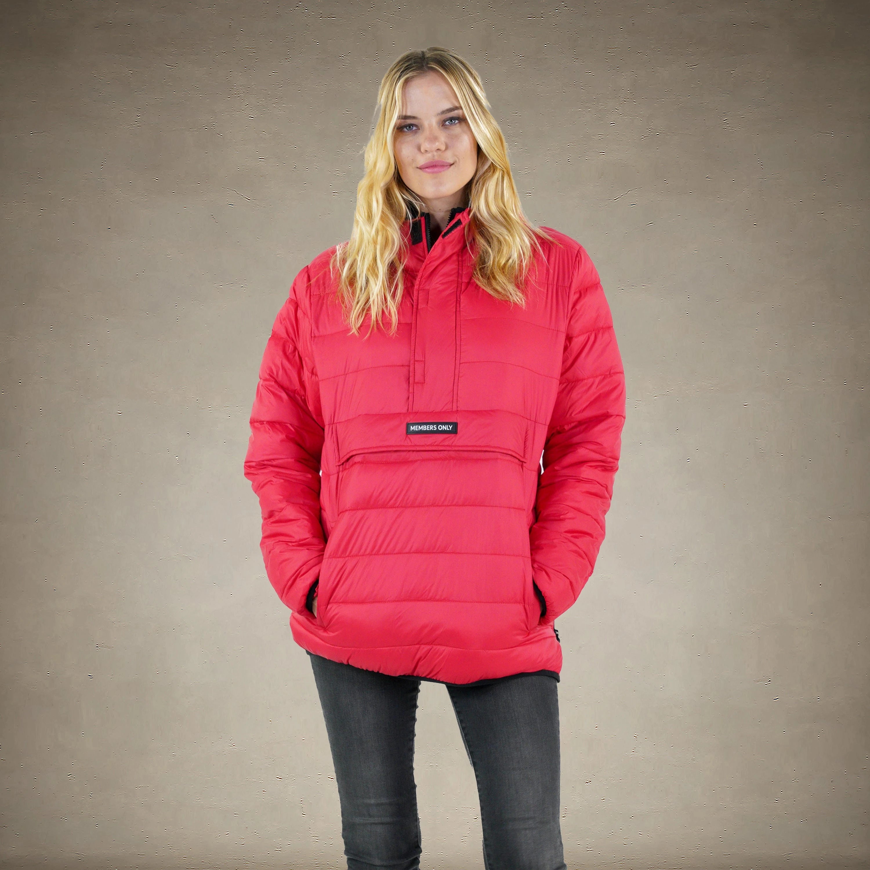 Women's Popover Puffer Oversized Jacket - FINAL SALE Womens Jacket Members Only® Red Small 