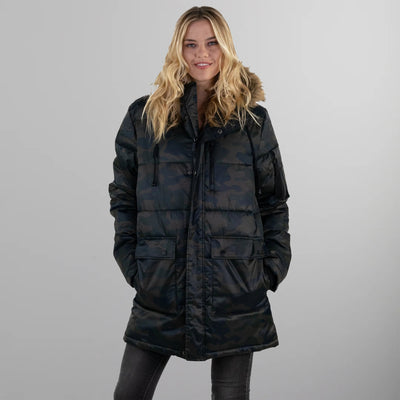 Women's Snorkel Puffer Oversized Jacket - FINAL SALE Womens Jacket Members Only Camouflage Small 