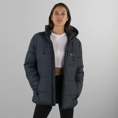 Women's Heather Print Puffer Oversized Jacket - FINAL SALE Womens Jacket Members Only Black Small 