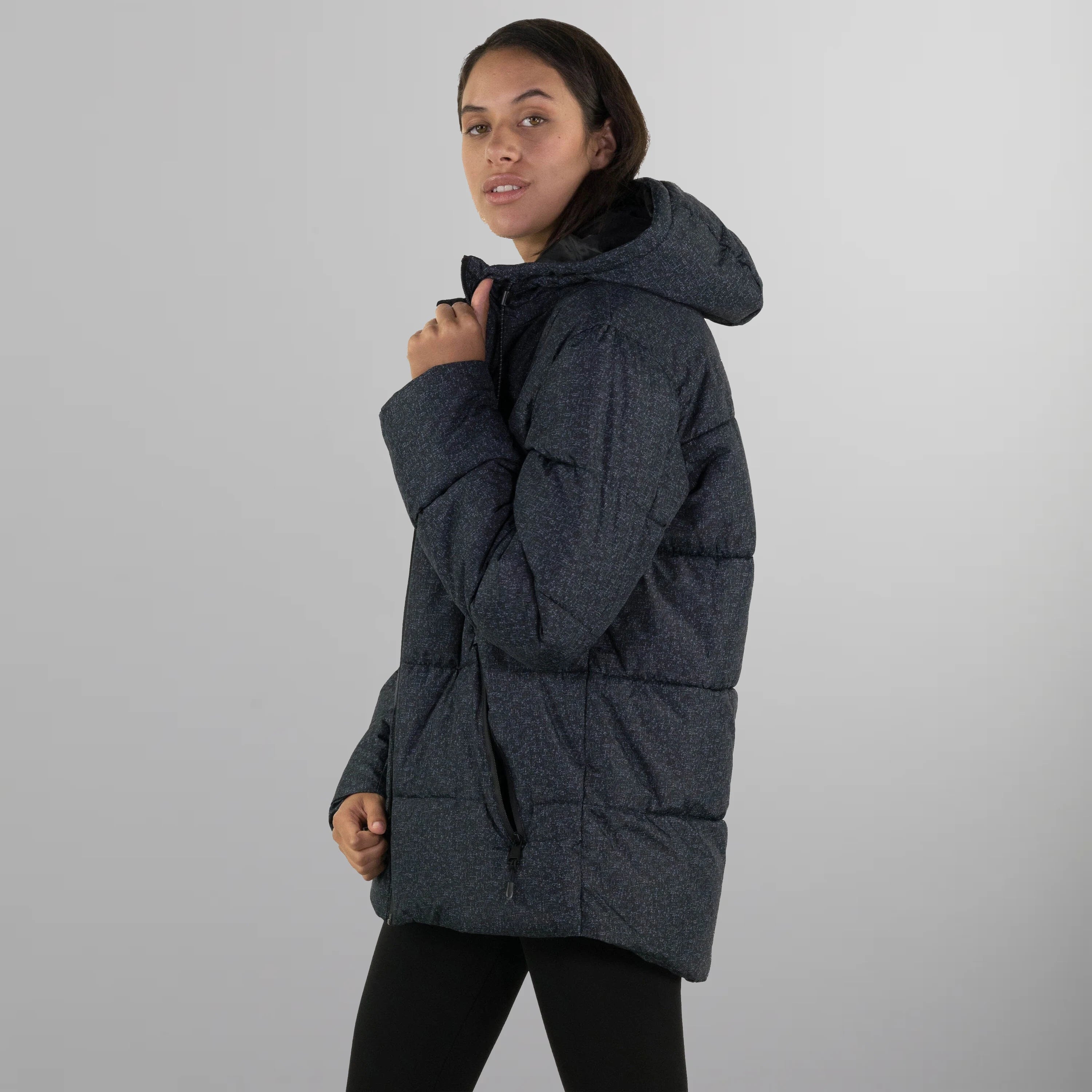 Women's Heather Print Puffer Oversized Jacket - FINAL SALE Womens Jacket Members Only 