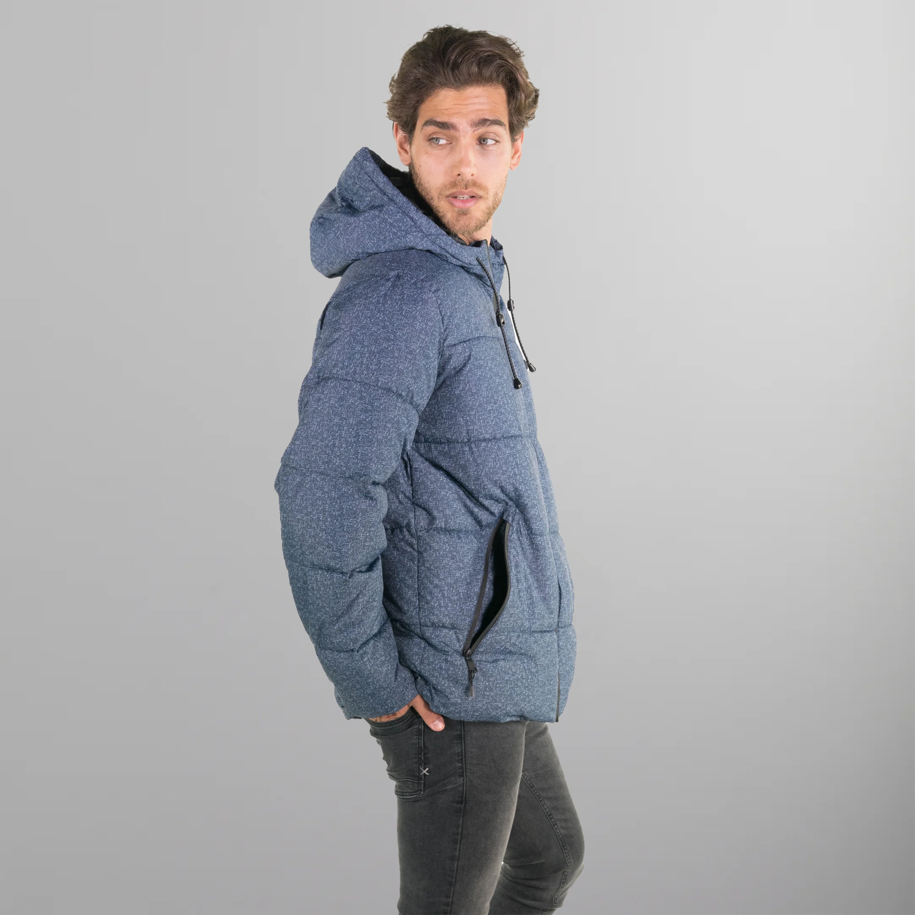 Men's Heather Print Puffer Jacket - FINAL SALE Men's Jackets Members Only | Slate