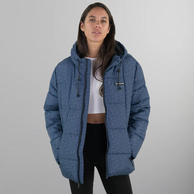 Women's Heather Print Puffer Oversized Jacket - FINAL SALE Womens Jacket Members Only Slate Small 