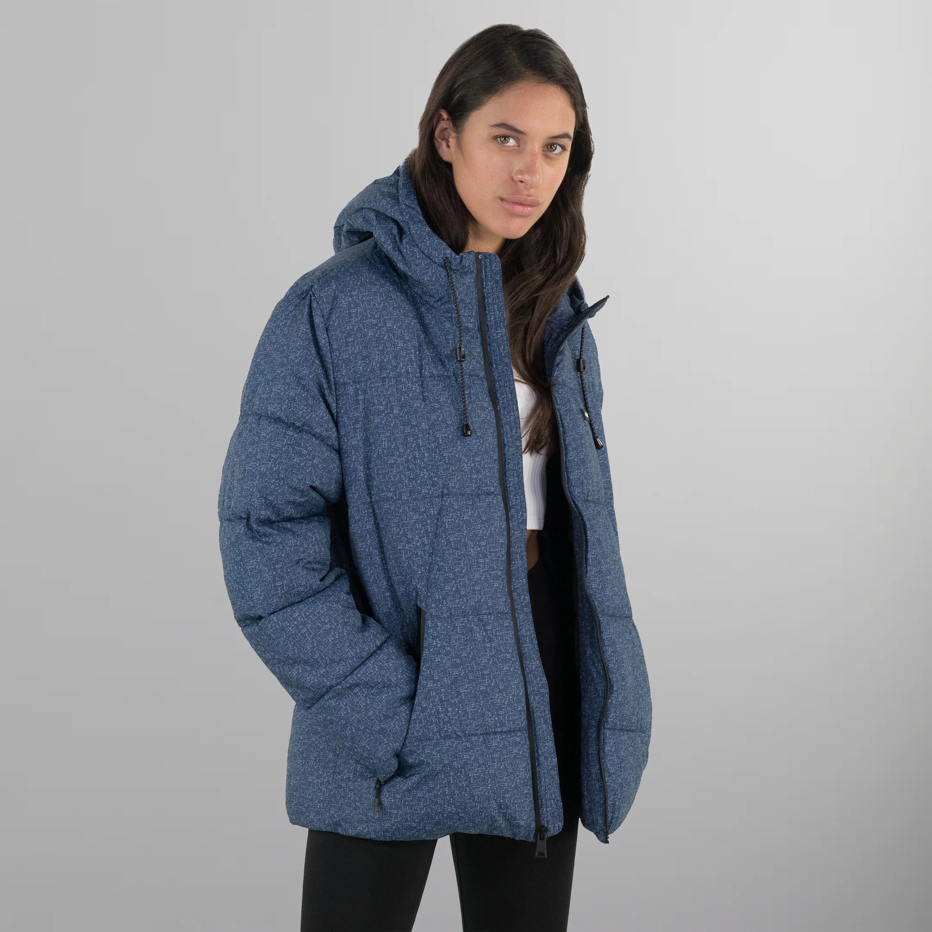 Women's Heather Print Puffer Oversized Jacket - FINAL SALE Womens Jacket Members Only 