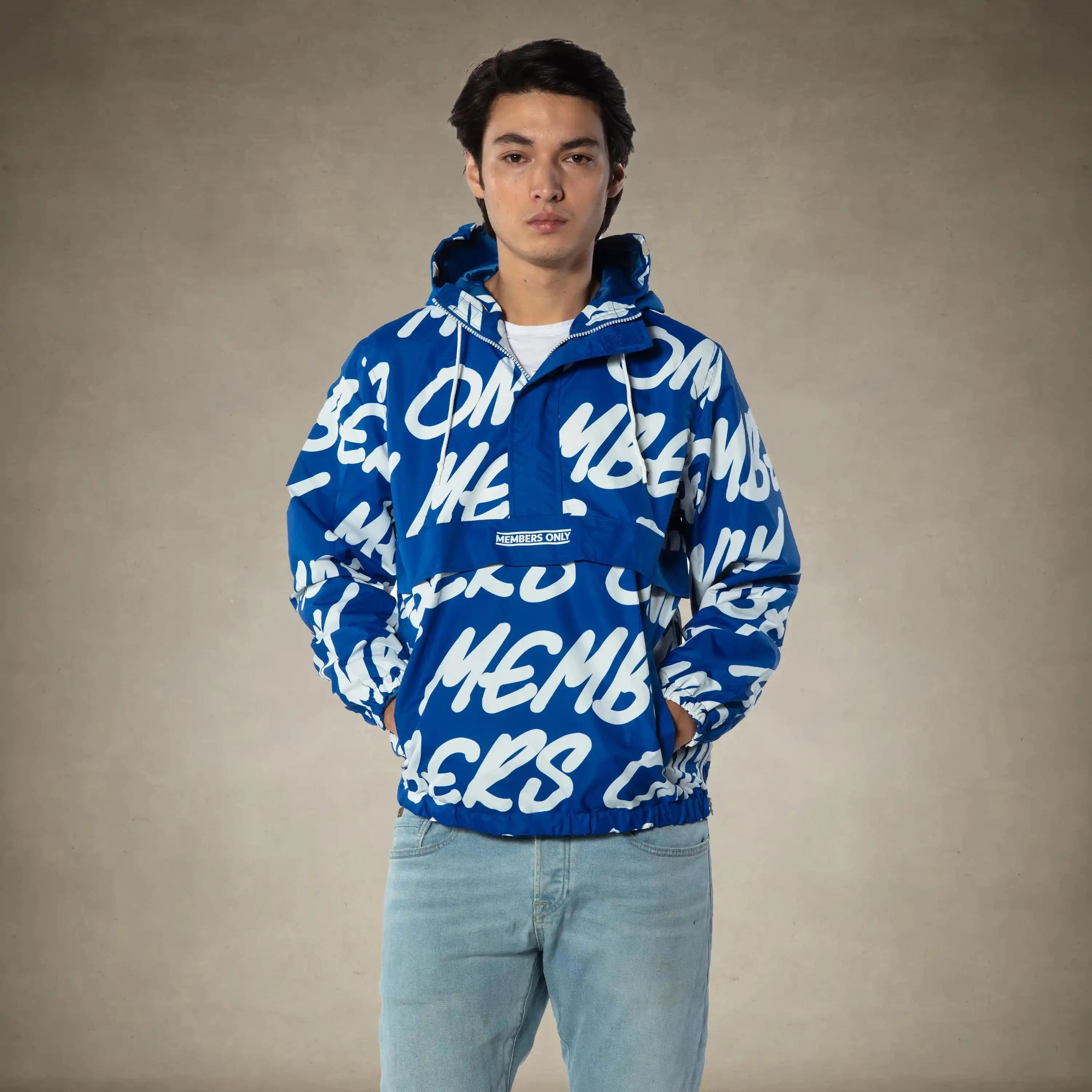 Men's Translucent Camo Print Popover Jacket - FINAL SALE Men's Jackets Members Only® Blue Medium 