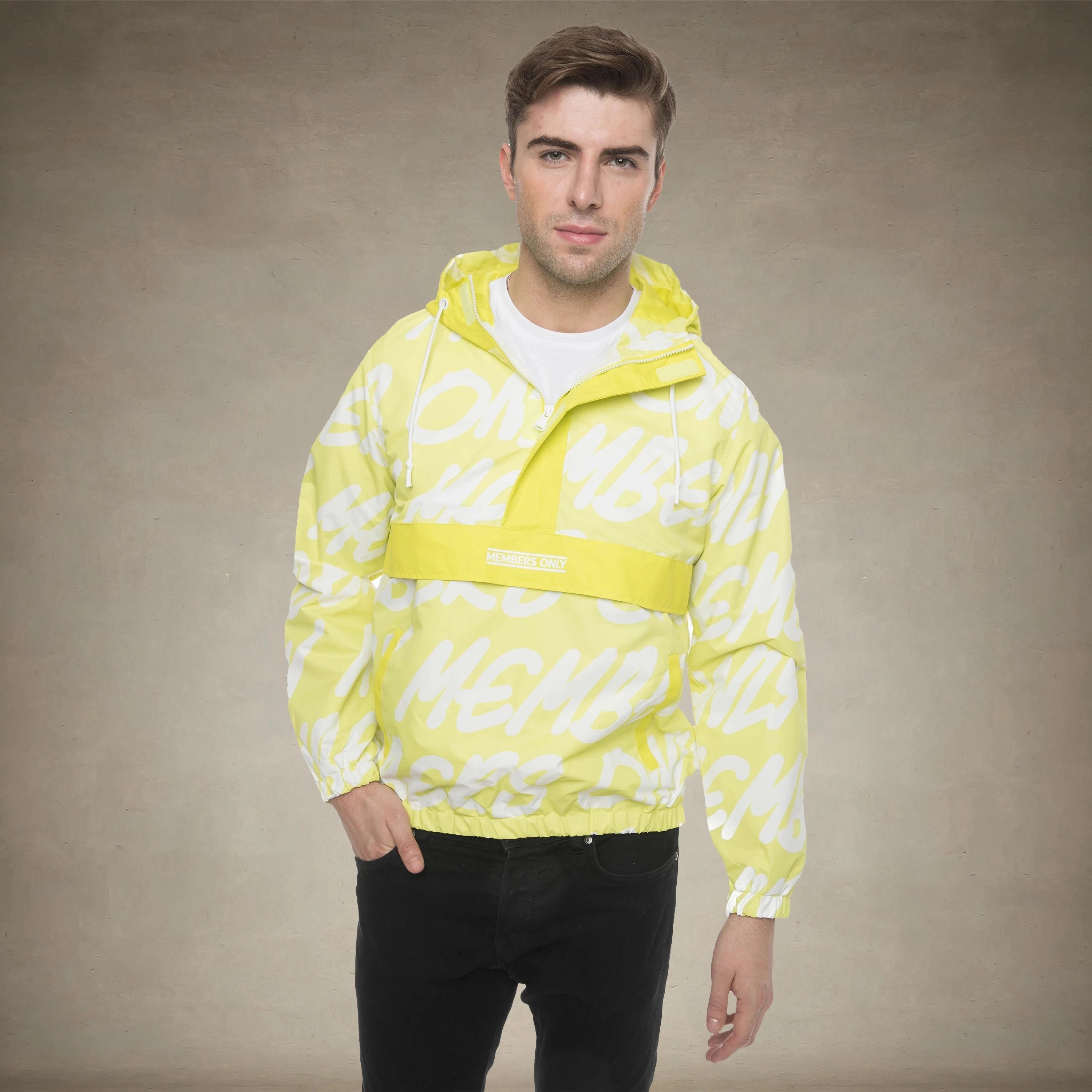 Men's Translucent Camo Print Popover Jacket - FINAL SALE Men's Jackets Members Only® Lime Small 