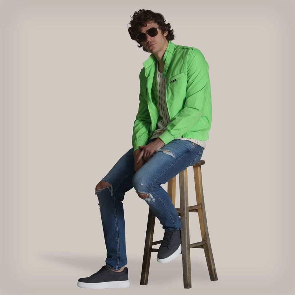 Men's Big & Tall Classic Iconic Racer Jacket Unisex Members Only Lime Green 3X-Large 