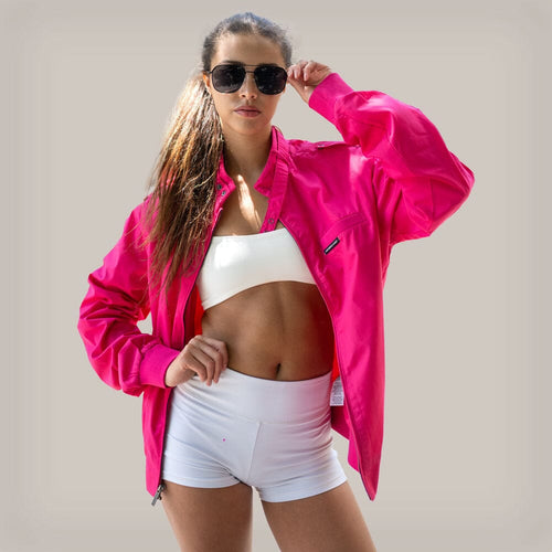 Women's Classic Iconic Racer Oversized Jacket Women's Iconic Jacket Members Only Hot Pink X-Small 