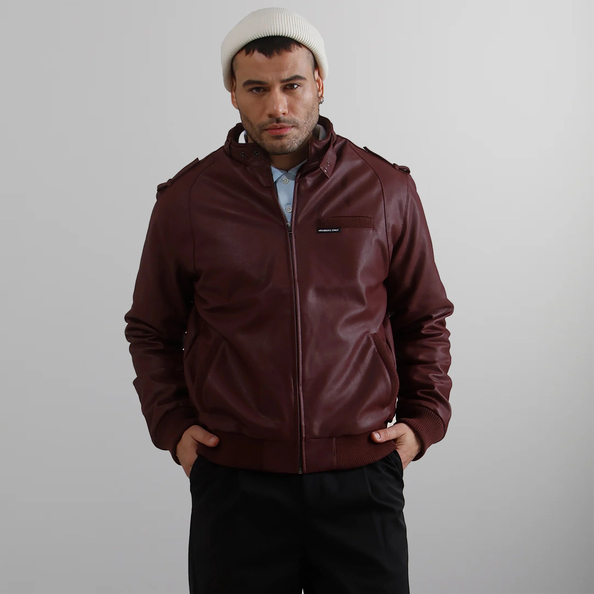 Men's Faux Leather Iconic Racer Jacket Men's Iconic Jacket Members Only 