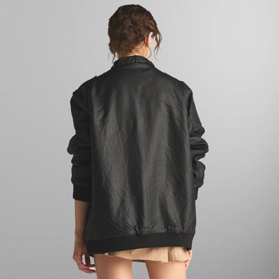 Women's Faux Leather Iconic Racer Oversized Jacket Women's Iconic Jacket Members Only | Black 