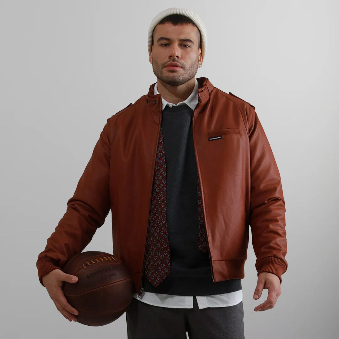 Members Only Chocolate Brown outlets Leather Jacket