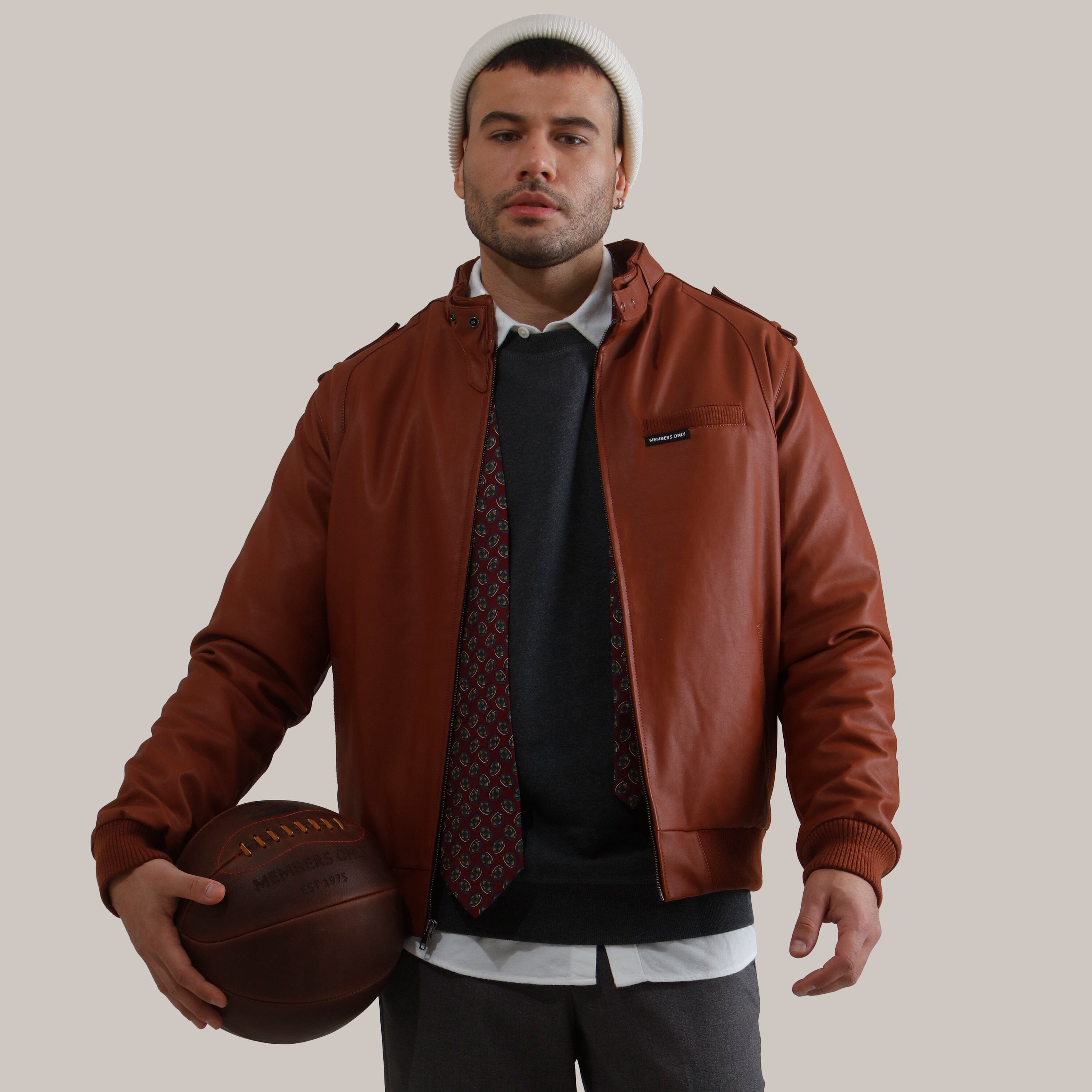 Men's Faux Leather Iconic Racer Jacket Men's Iconic Jacket Members Only 