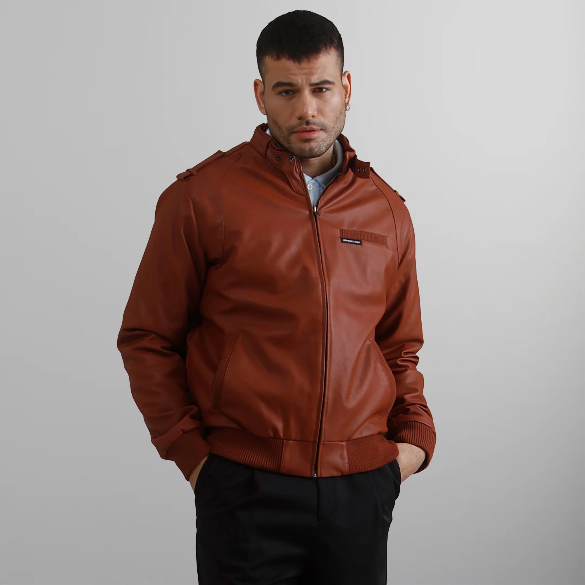 Men's Faux Leather Iconic Racer Jacket Men's Iconic Jacket Members Only 