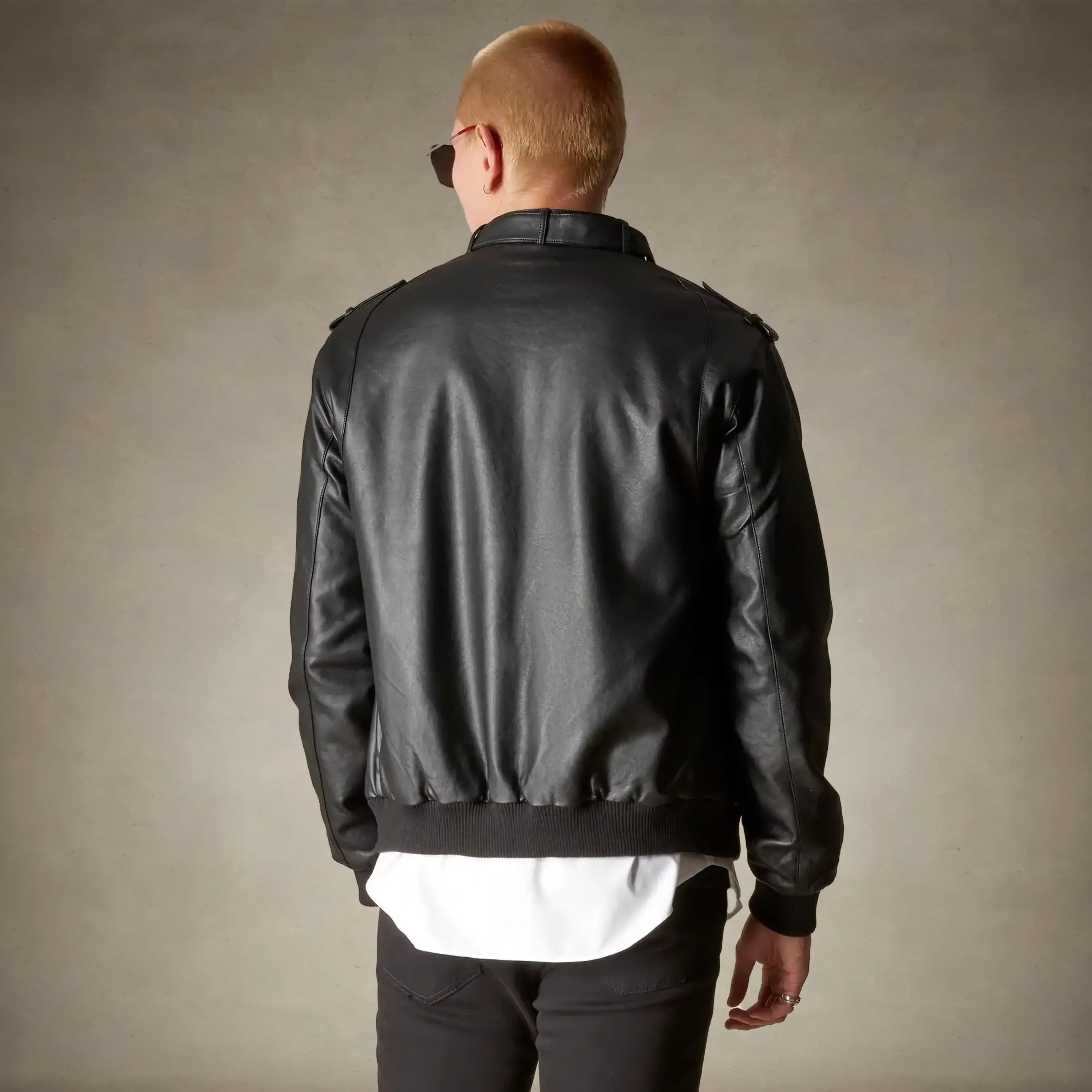 men's faux leather jacket - black