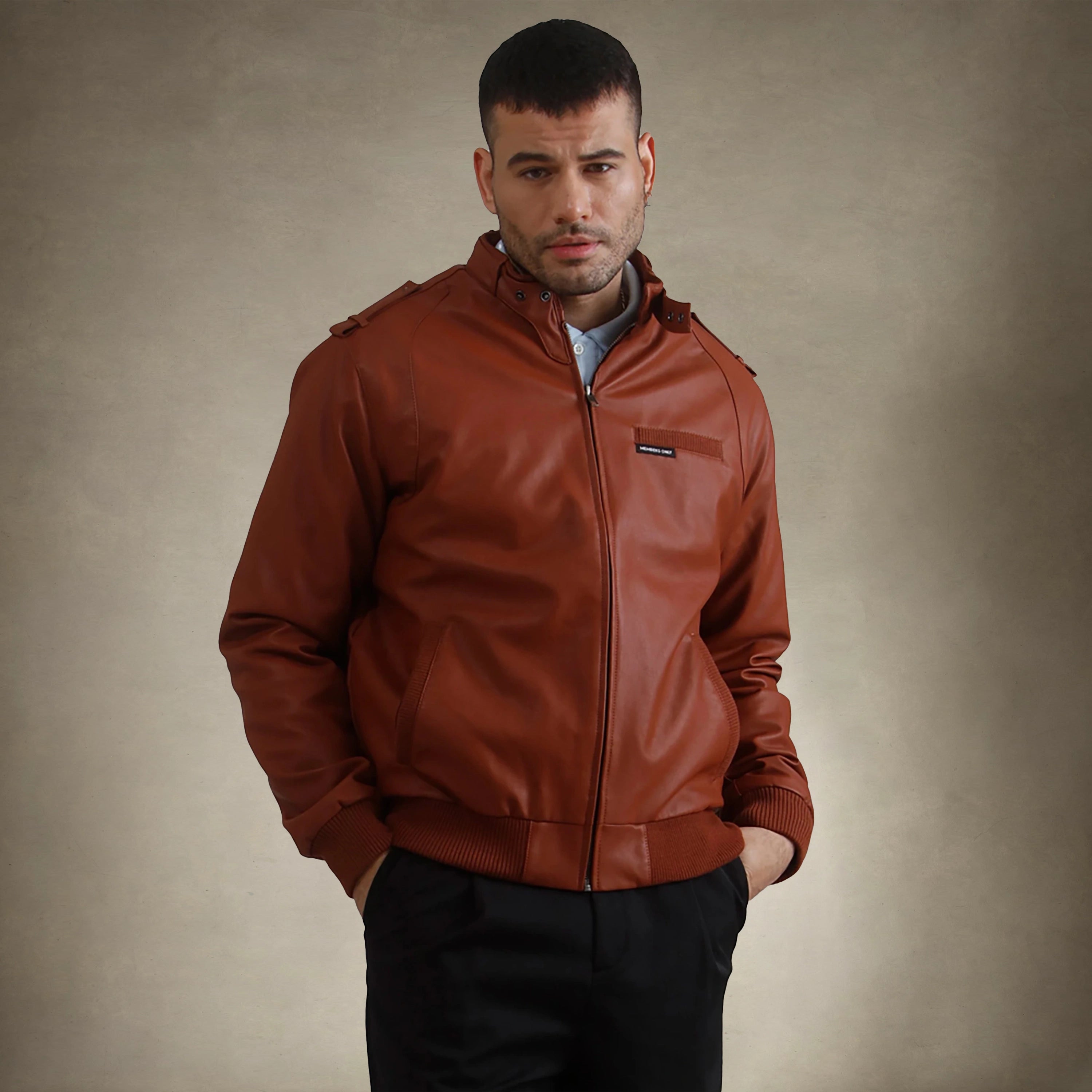 Men's Faux Leather Iconic Racer Jacket Men's Iconic Jacket Members Only 