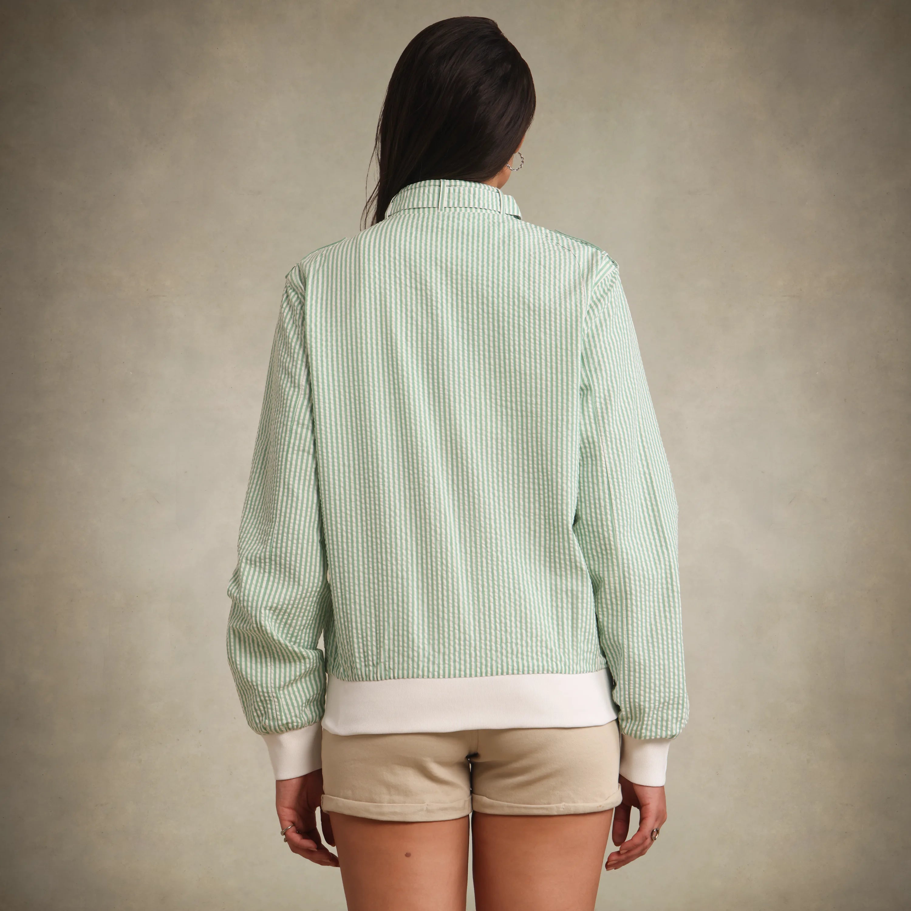 Women's Oversized Seersucker Iconic Racer Jacket