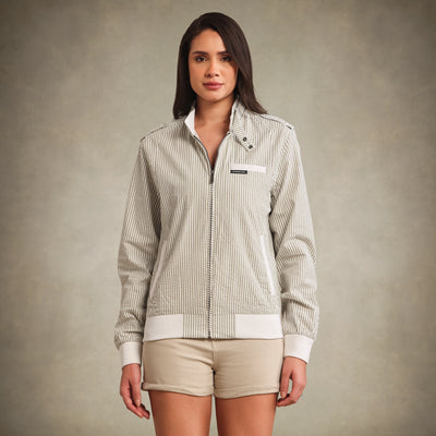 Women's Oversized Seersucker Iconic Racer Jacket
