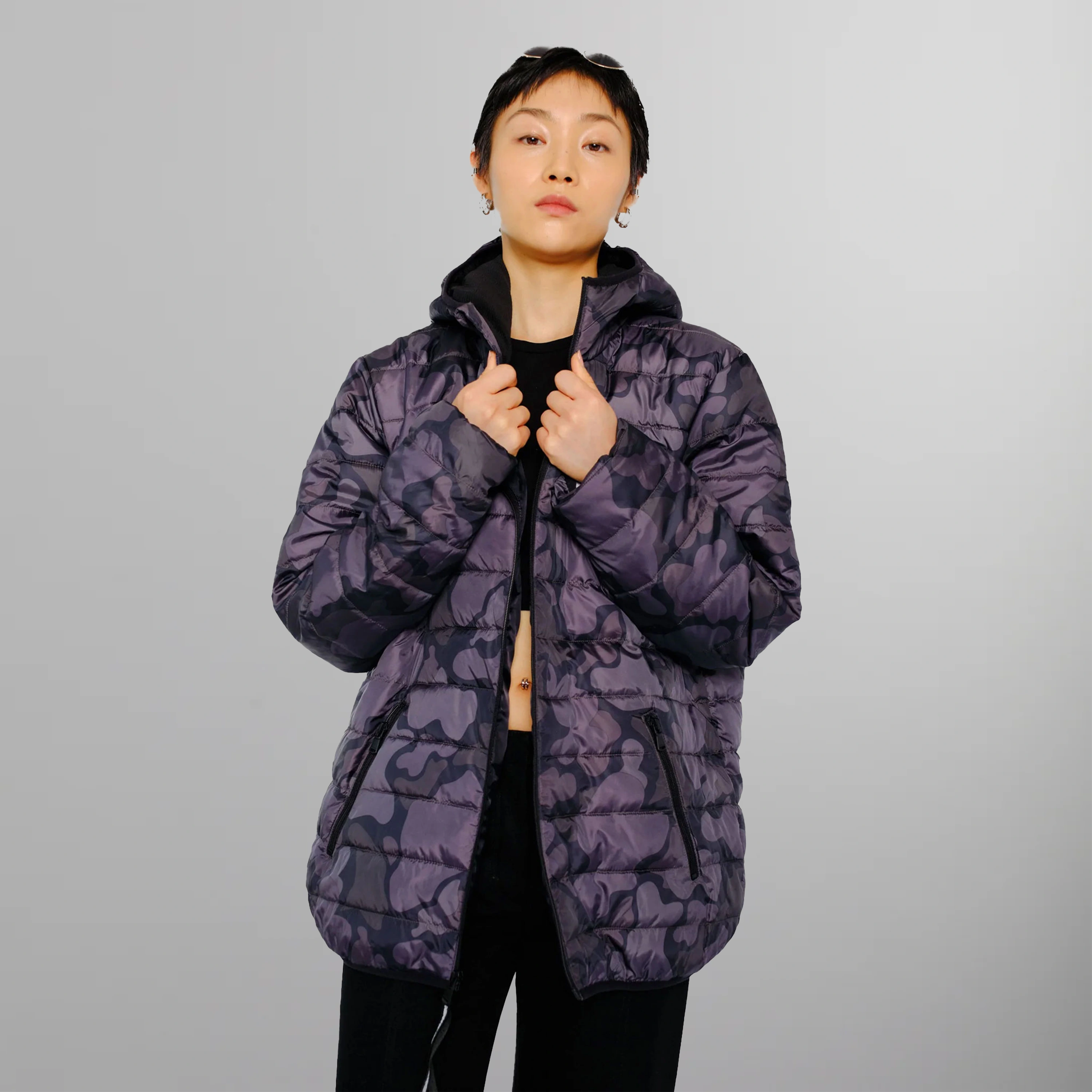 Women's Solid Packable Oversized Jacket - FINAL SALE Womens Jacket Members Only Black Small 