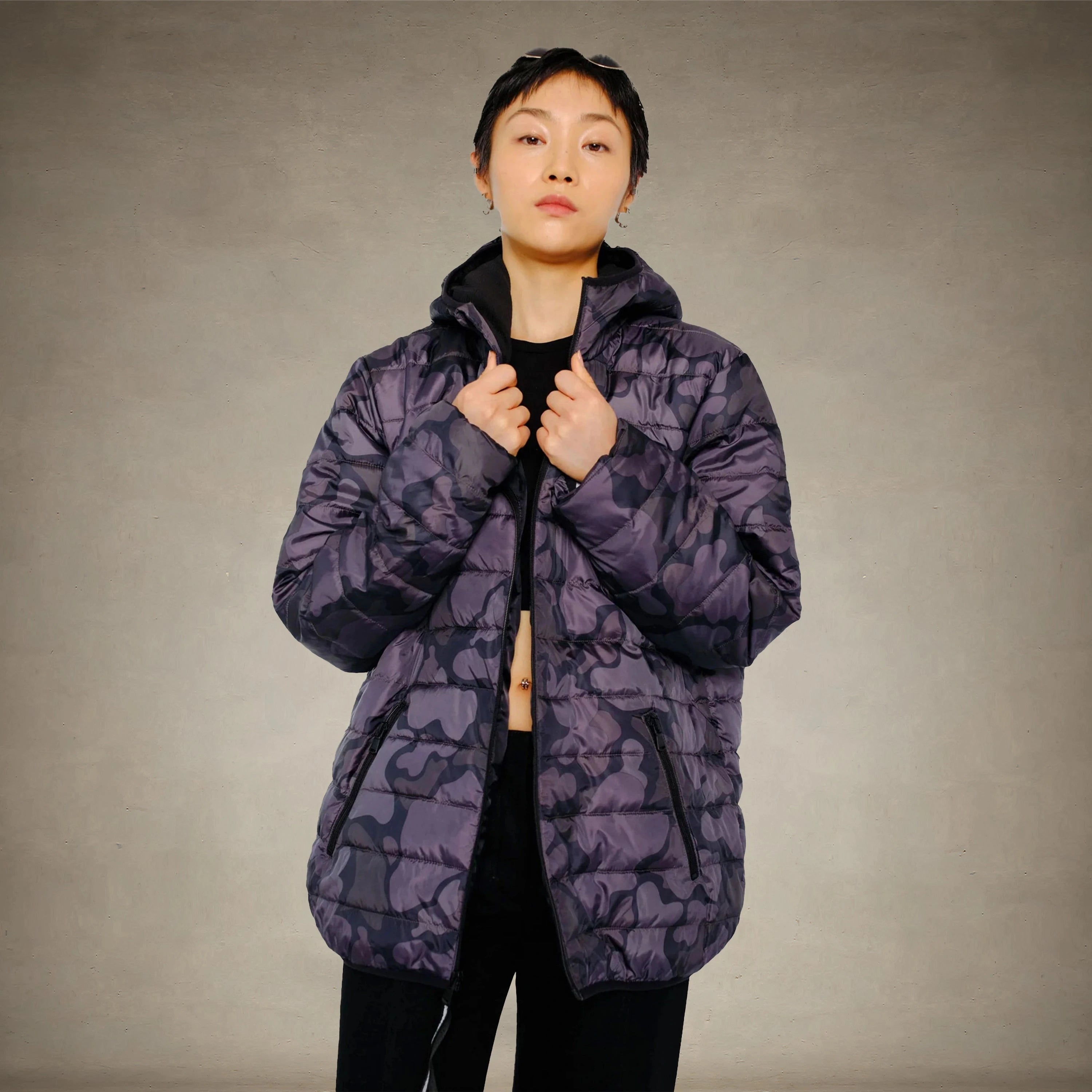 Women's Solid Packable Oversized Jacket - FINAL SALE Womens Jacket Members Only® Black Small 