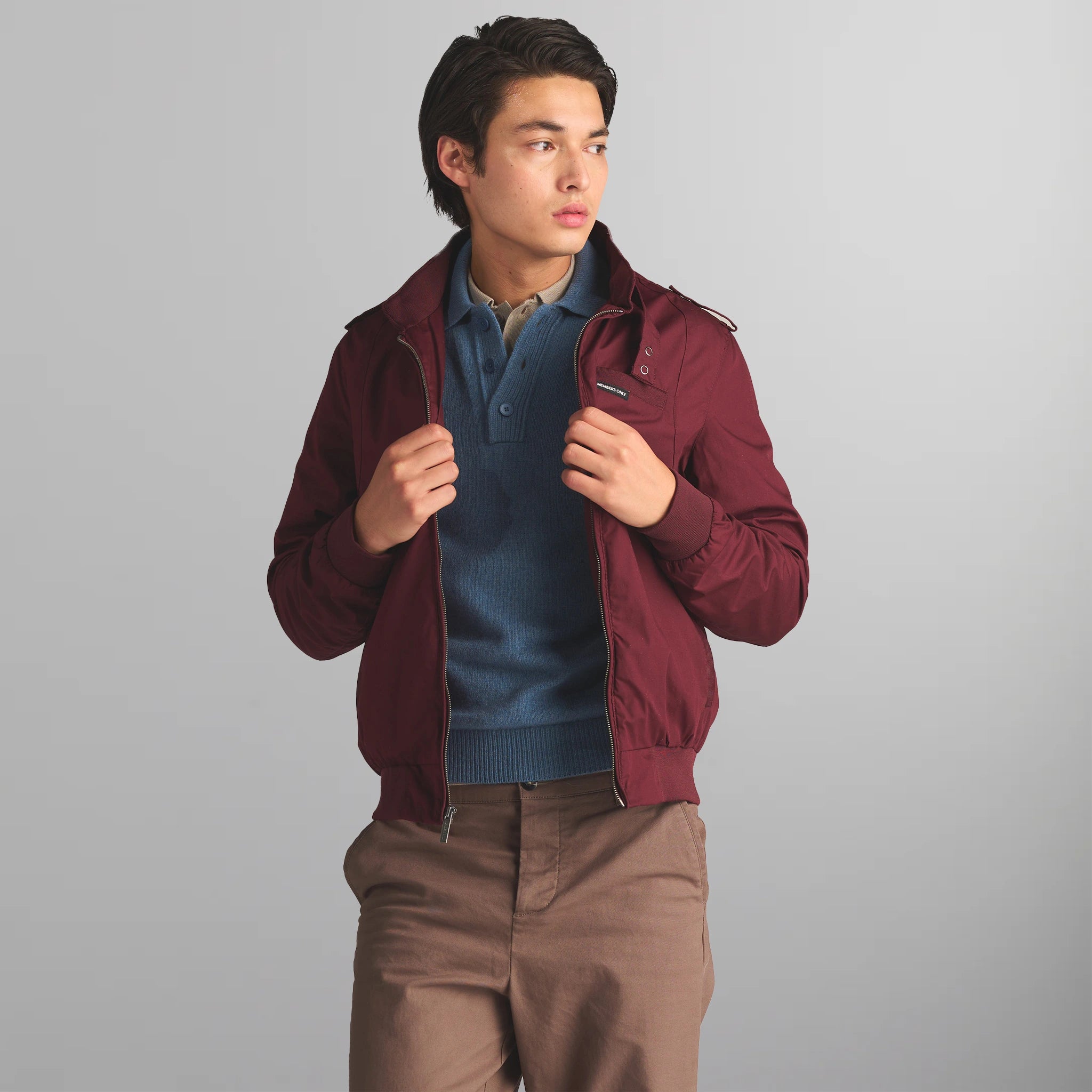 Men's Iconic Racer Quilted Lining Jacket (Slim Fit) Men's Iconic Jacket Members Only | burgundy