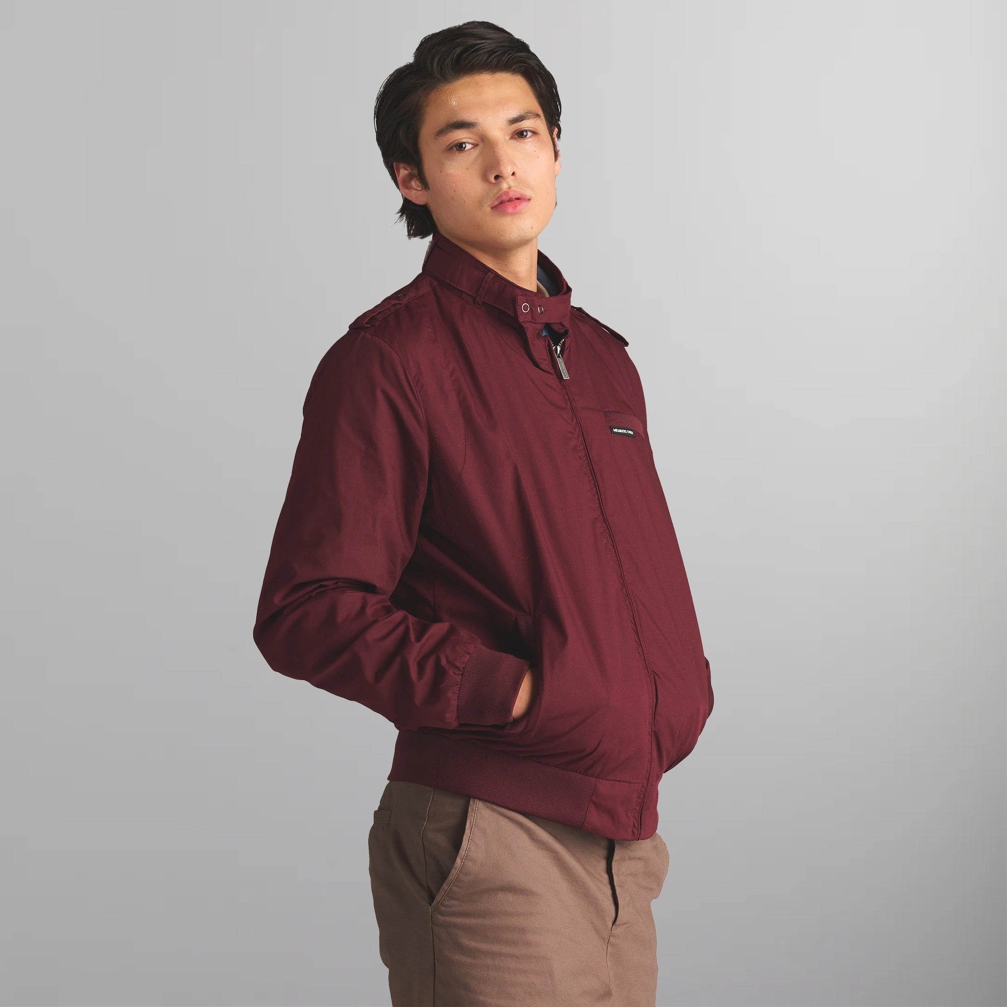 Men's Iconic Racer Quilted Lining Jacket (Slim Fit) Men's Iconic Jacket Members Only | burgundy