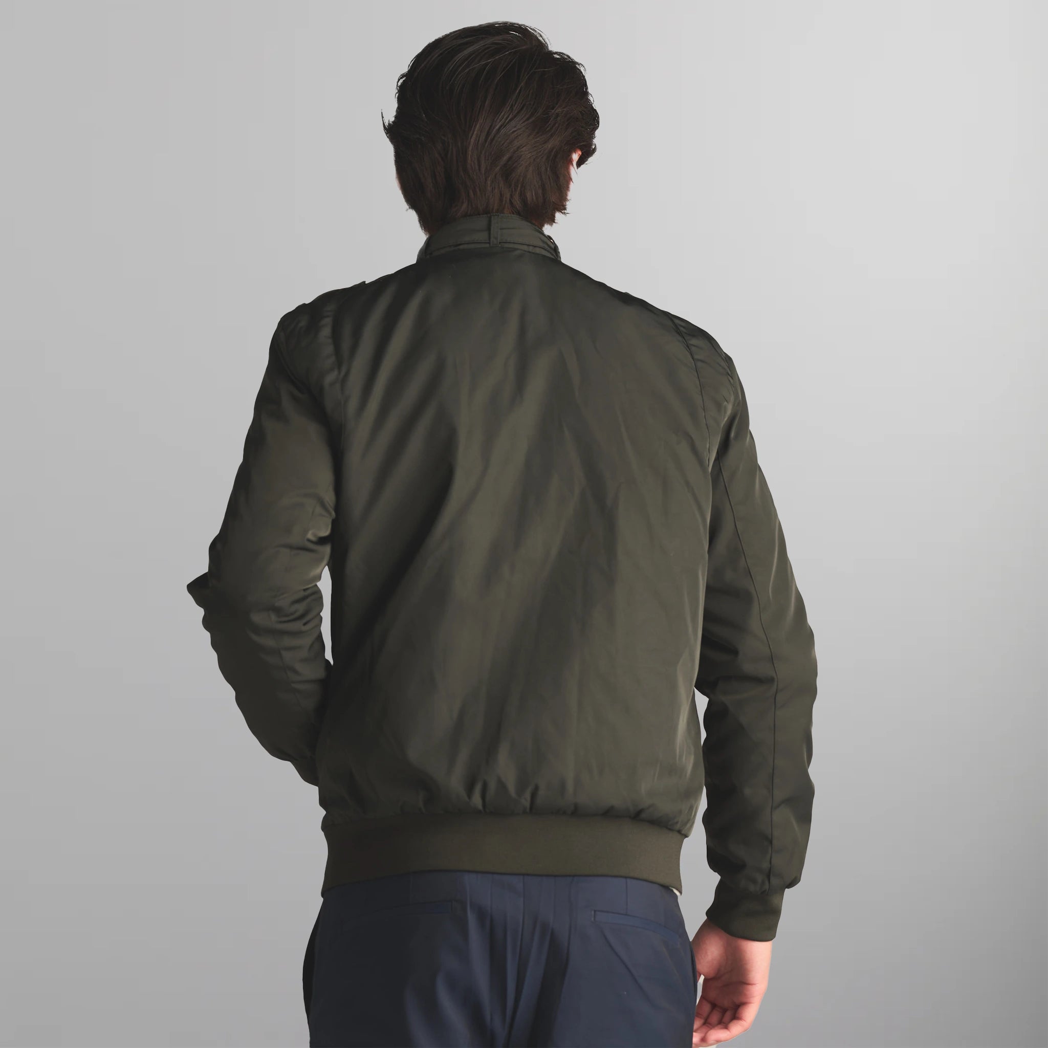 Men's Iconic Racer Quilted Lining Jacket (Slim Fit) Men's Iconic Jacket Members Only | dark Green 