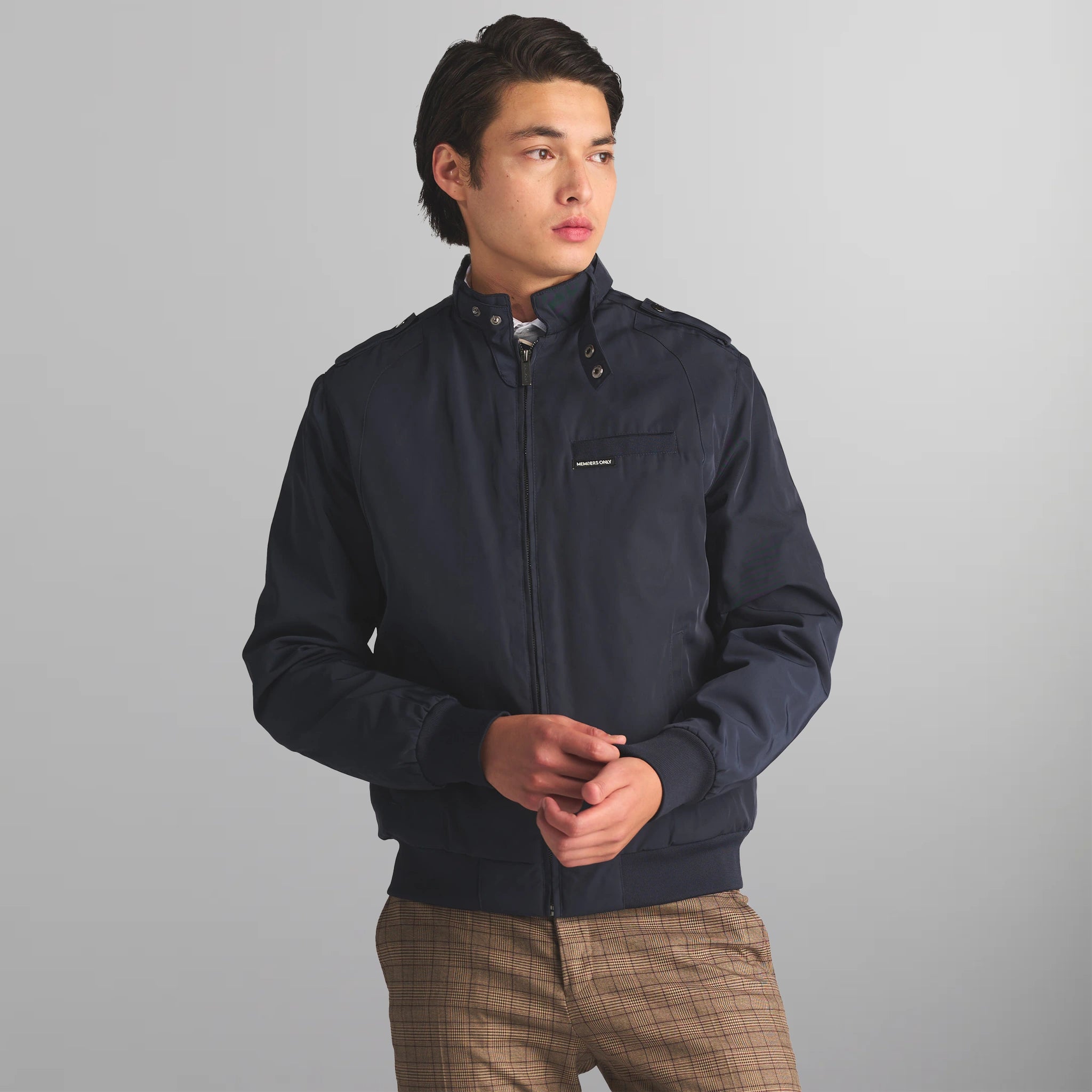 Men's Iconic Racer Quilted Lining Jacket (Slim Fit) Men's Iconic Jacket Members Only | navy