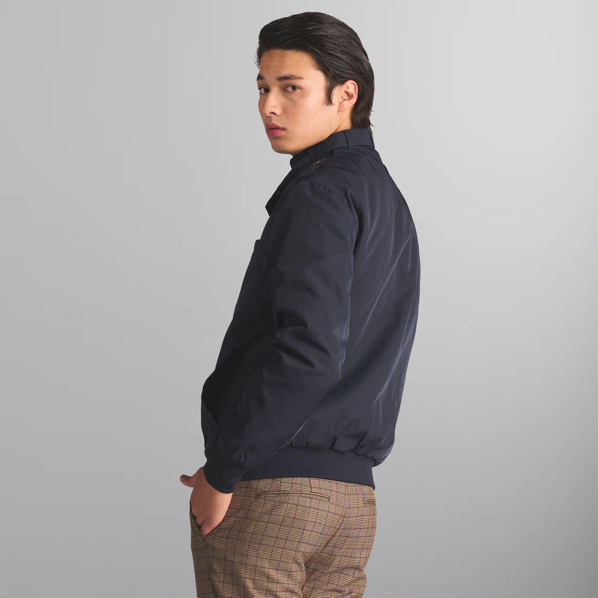 Men's Iconic Racer Quilted Lining Jacket (Slim Fit) Men's Iconic Jacket Members Only | navy