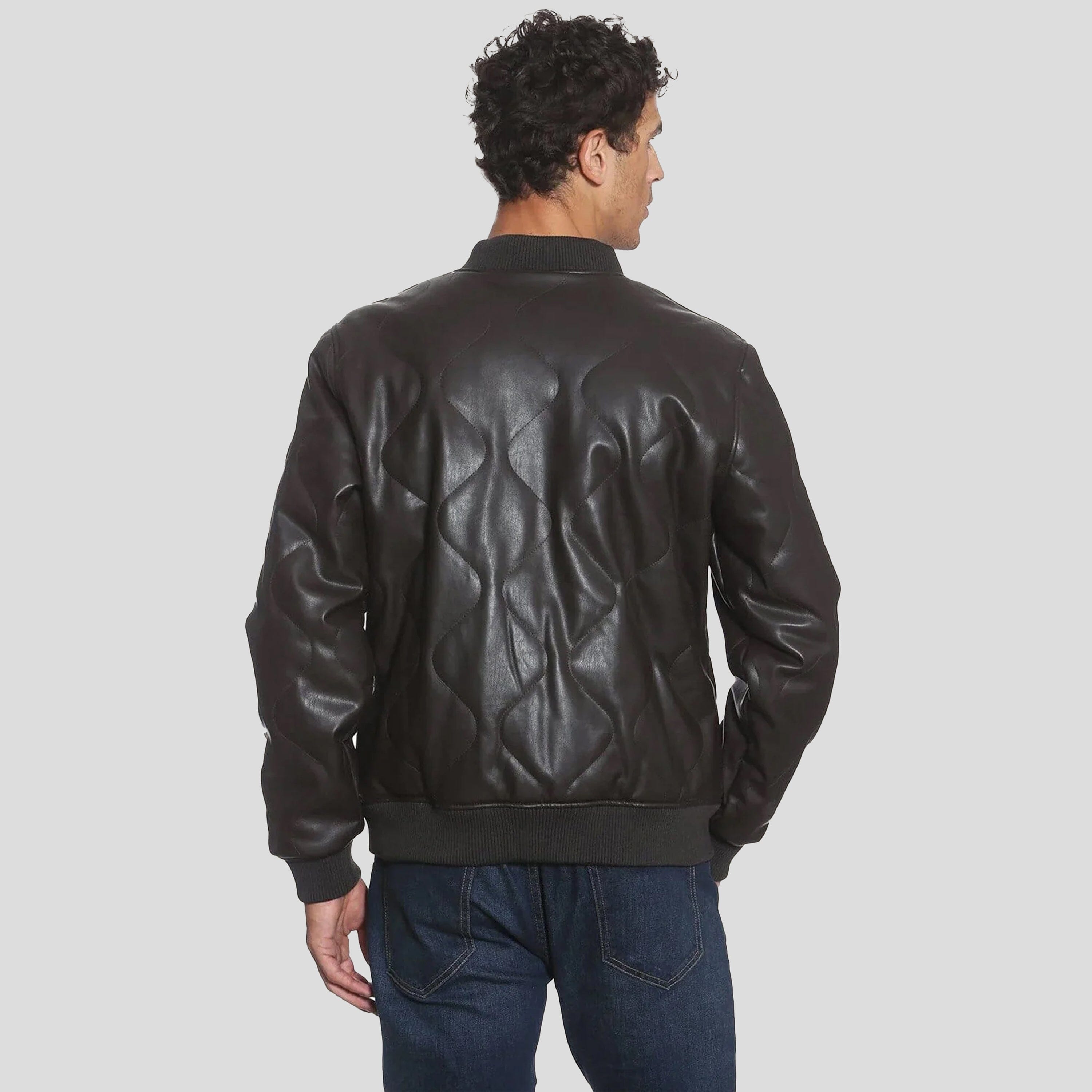 Men's Faux Leather Oval Quilted Bomber Jacket - FINAL SALE Men's Jackets Members Only 