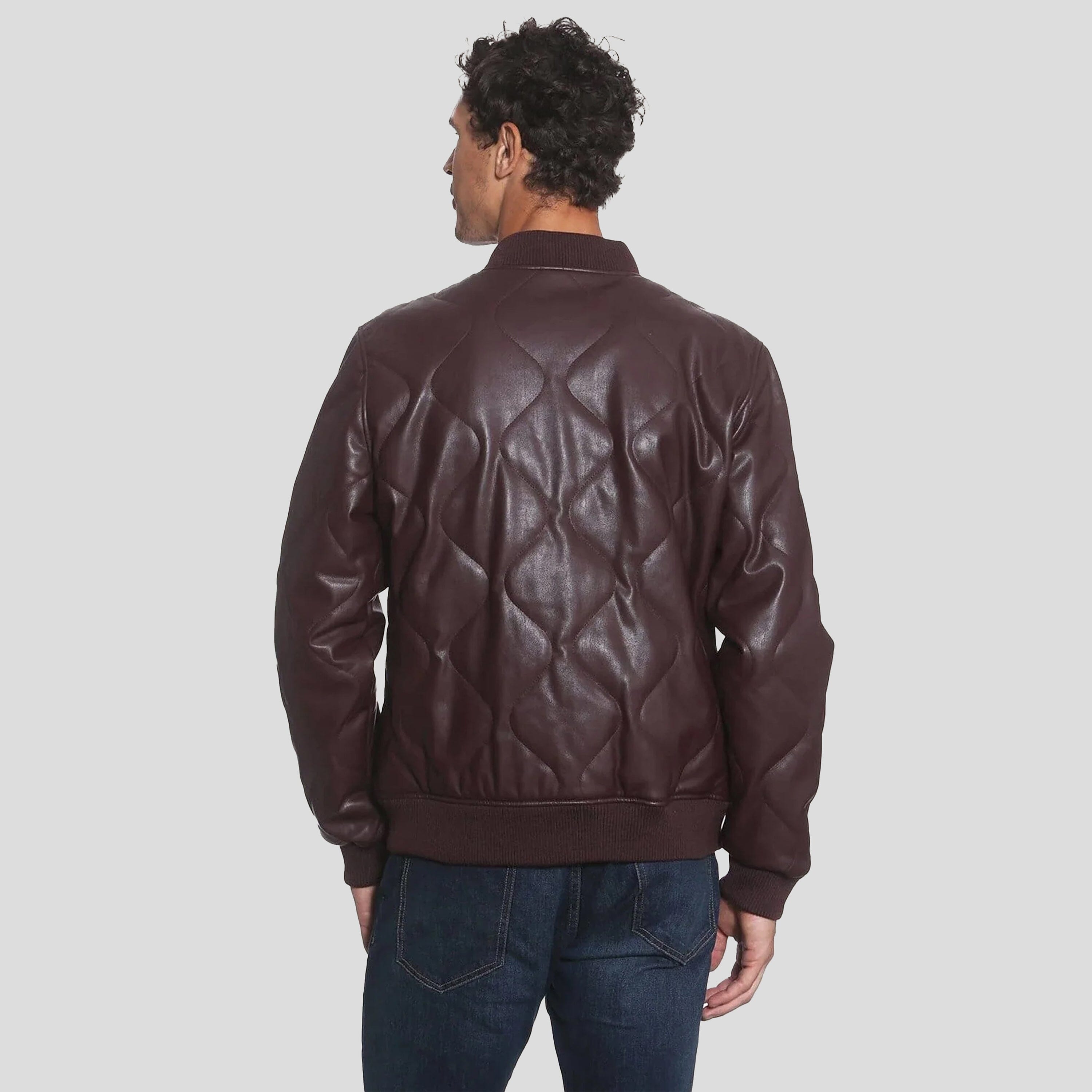 Men's Faux Leather Oval Quilted Bomber Jacket - FINAL SALE Men's Jackets Members Only 