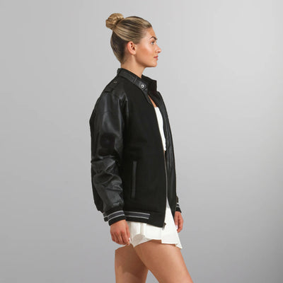 Women's Oversized Varsity Jacket Women's Iconic Jacket Members Only | Black 