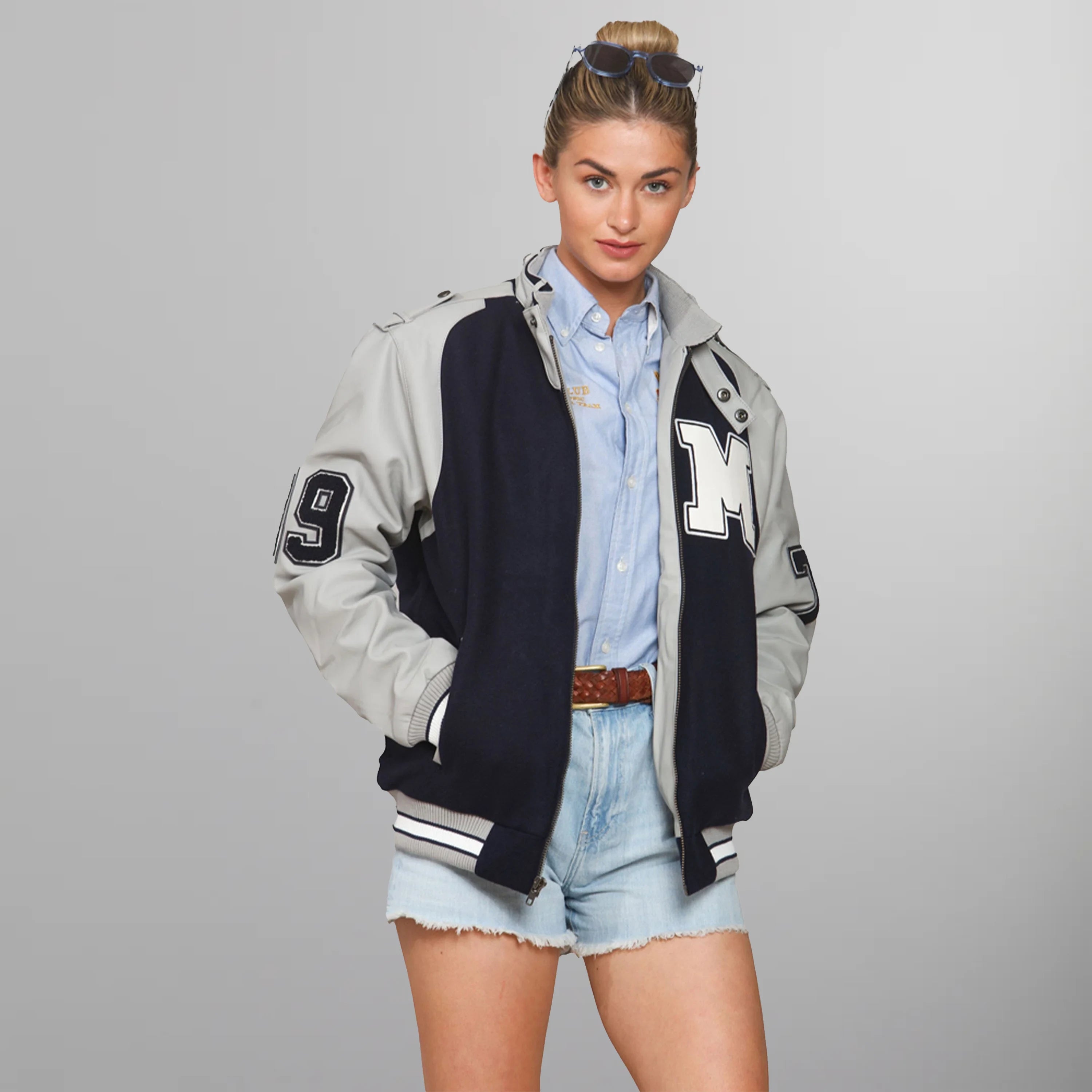 Women's Oversized Varsity Jacket Women's Iconic Jacket Members Only | Navy