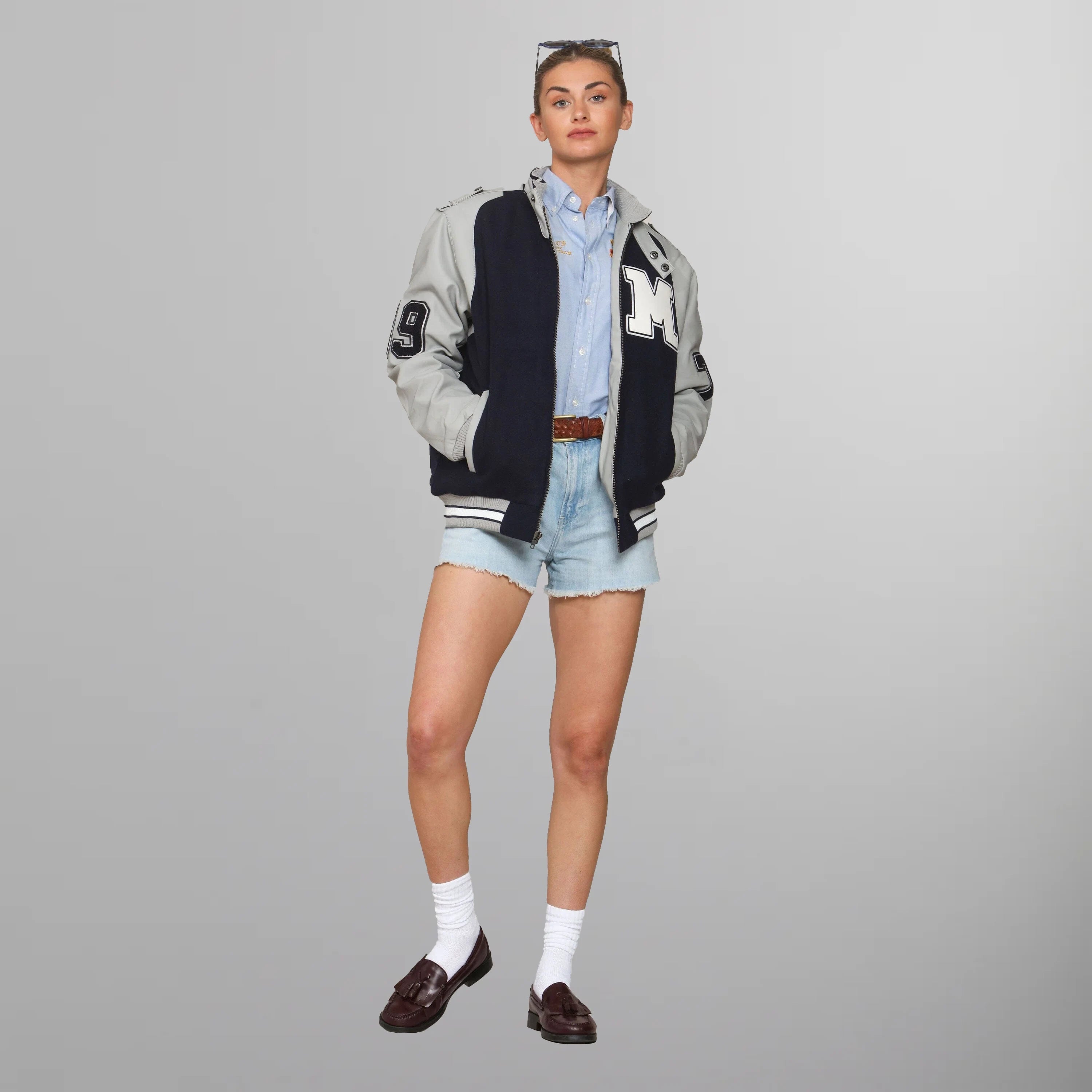 Women's Oversized Varsity Jacket Women's Iconic Jacket Members Only | Navy