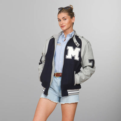 Women's Oversized Varsity Jacket Women's Iconic Jacket Members Only | Navy