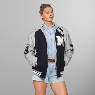 Women's Oversized Varsity Jacket Women's Iconic Jacket Members Only | Navy