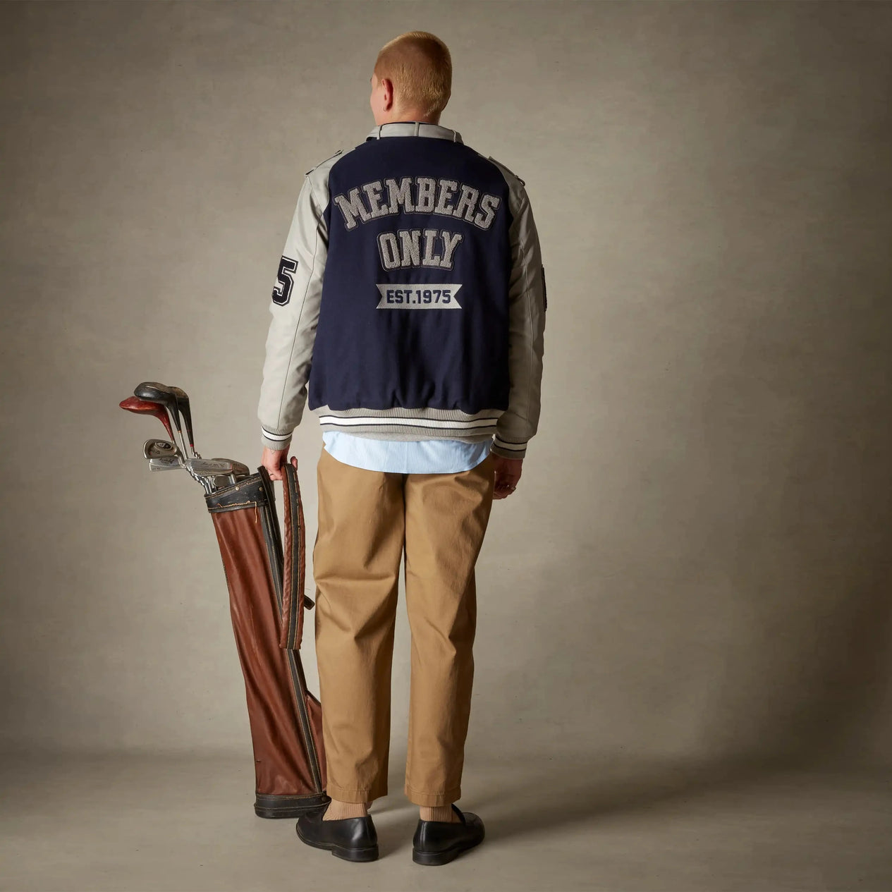 members only navy mens varsity jacket small