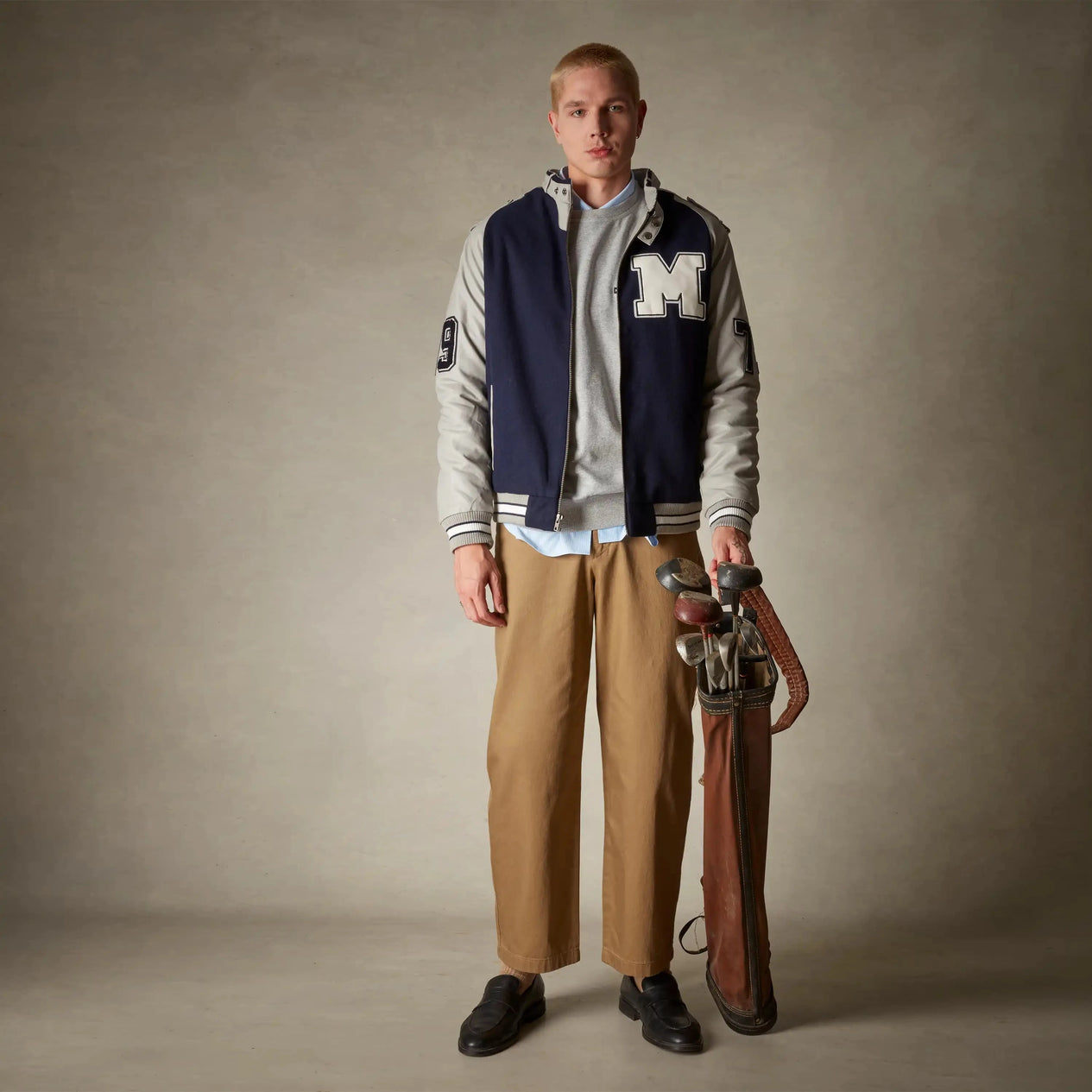 members only mens navy varsity jacket small