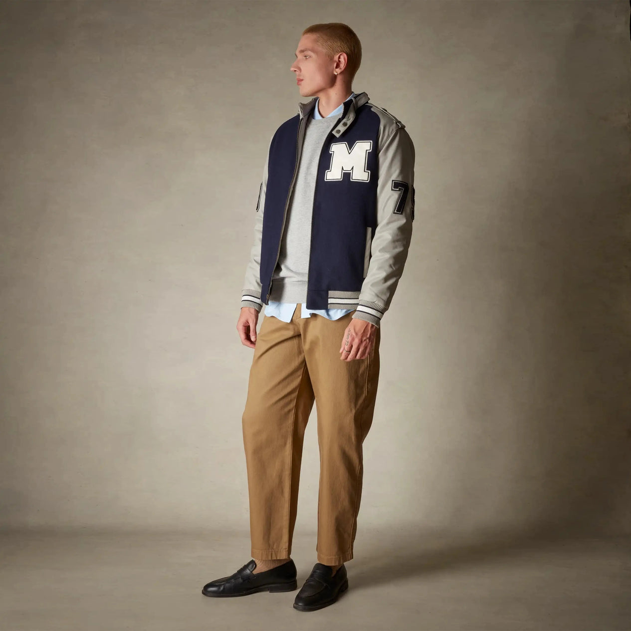 members only navy varsity jacket for men small