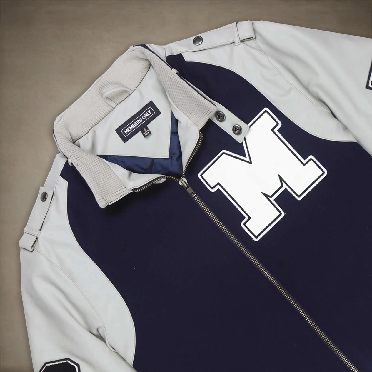 members only navy mens varsity jacket small