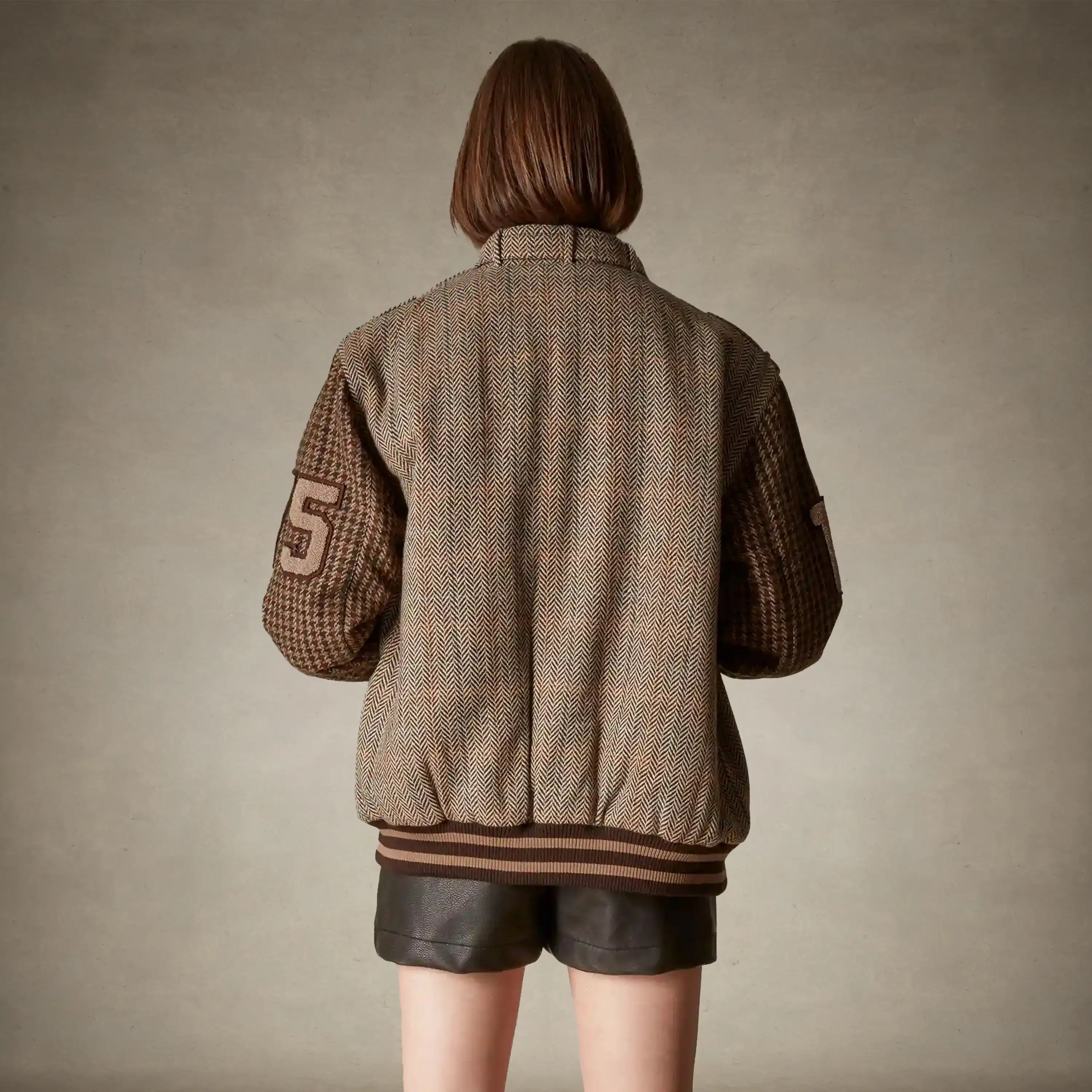 Women's Oversized Tweed Varsity Jacket