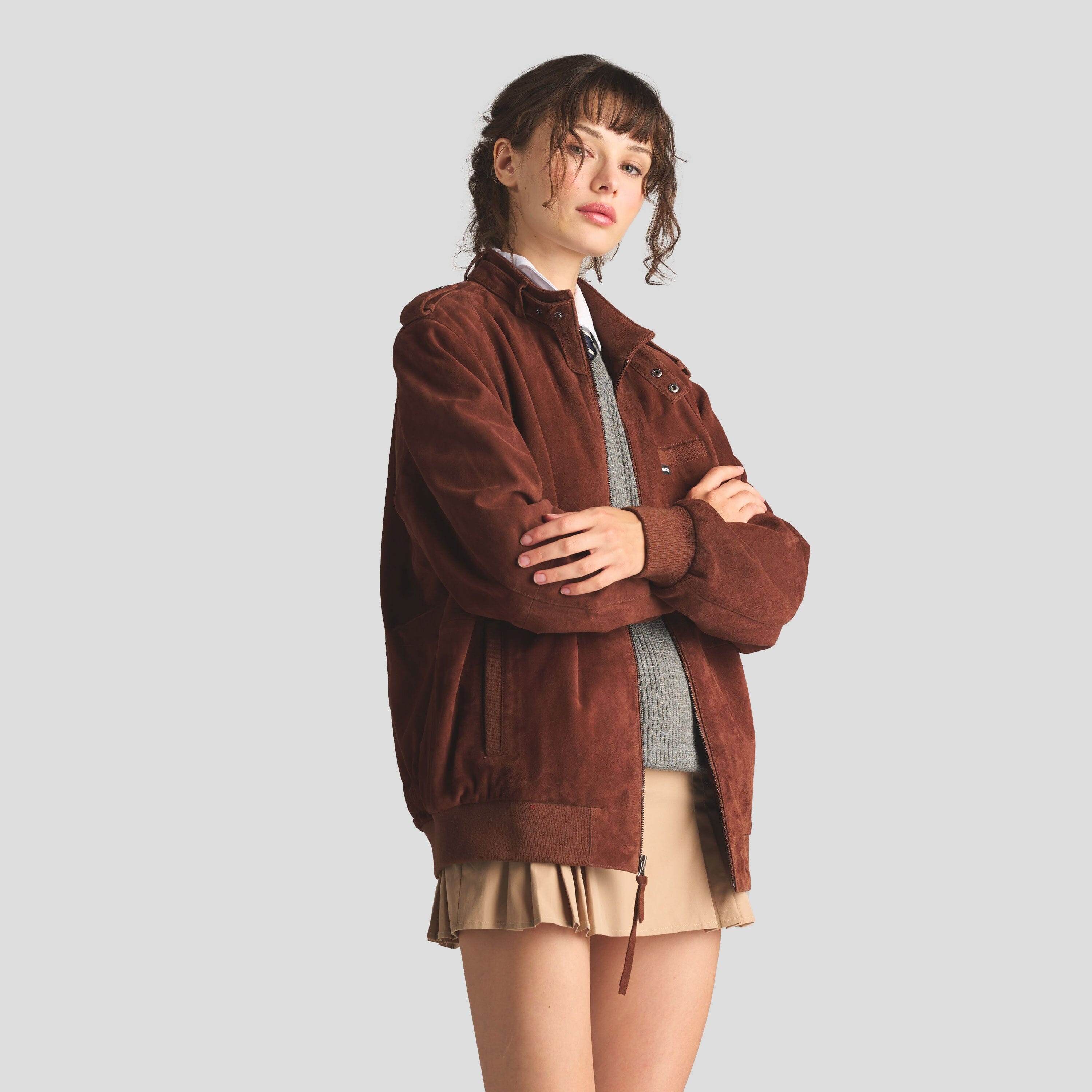 Women's Soft Suede Iconic Oversized Jacket Women's Iconic Jacket Members Only  | whiskey