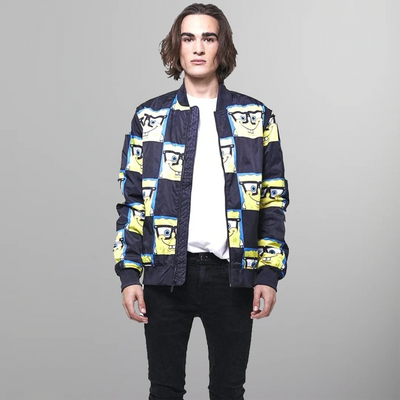 Men's Nickelodeon Spongebob Bomber Jacket - FINAL SALE Men's Jackets Members Only | Black