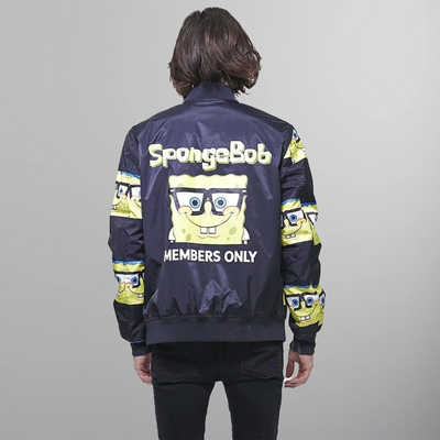 Men's Nickelodeon Spongebob Bomber Jacket - FINAL SALE Men's Jackets Members Only | Black