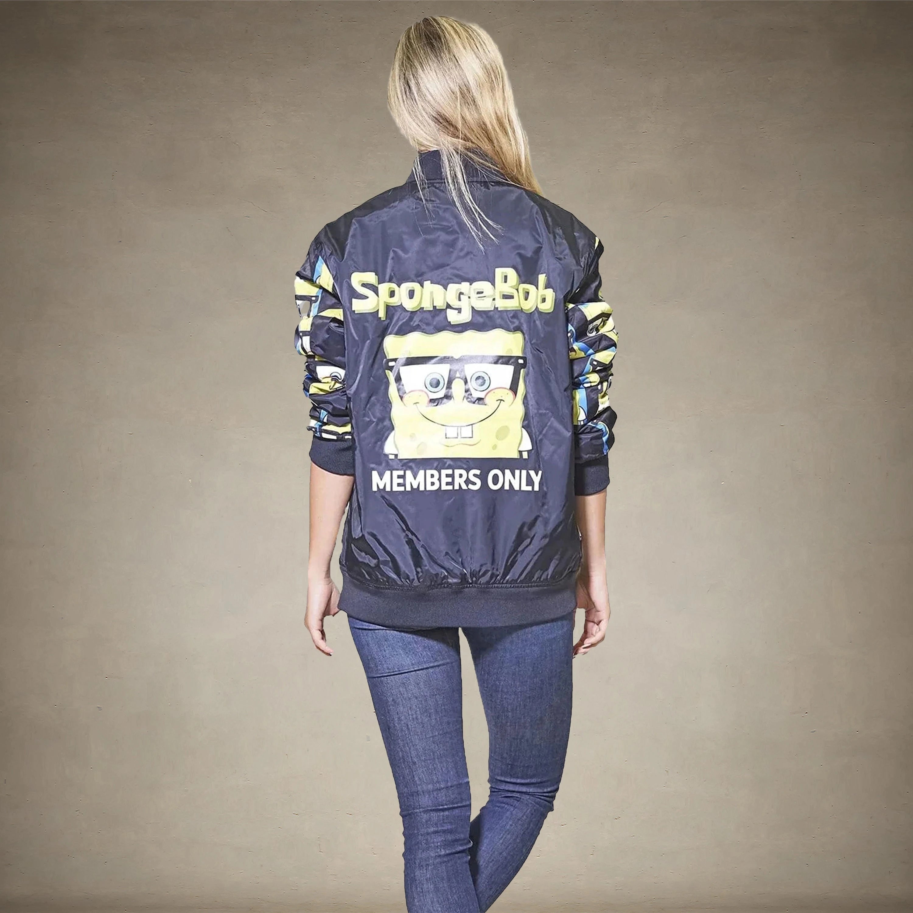 Women's Nickelodeon SpongeBob Bomber Oversized Jacket - FINAL SALE Womens Jacket Members Only 