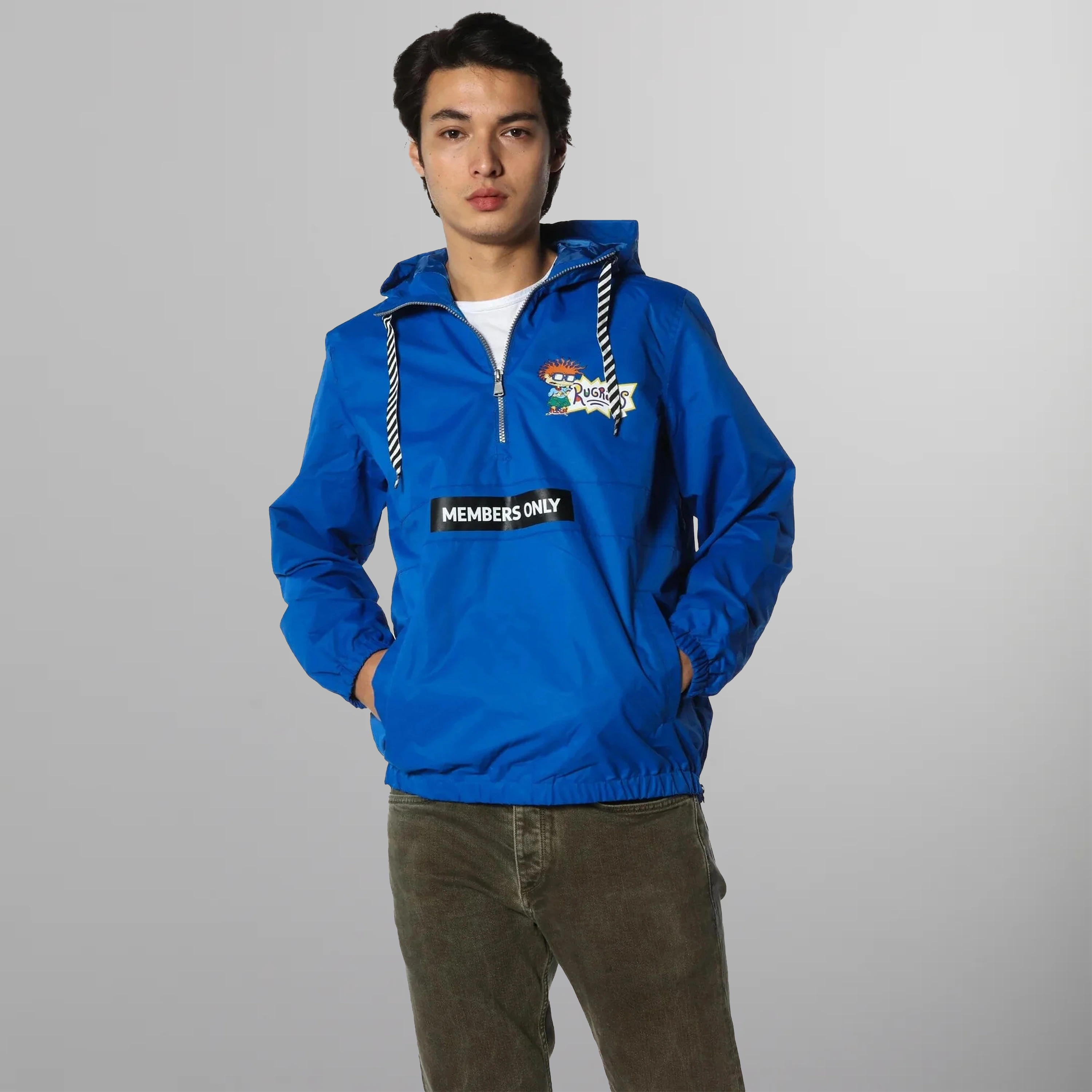 Men's Nickelodeon Collab Popover Jacket - FINAL SALE jacket Members Only Electric Blue Small 