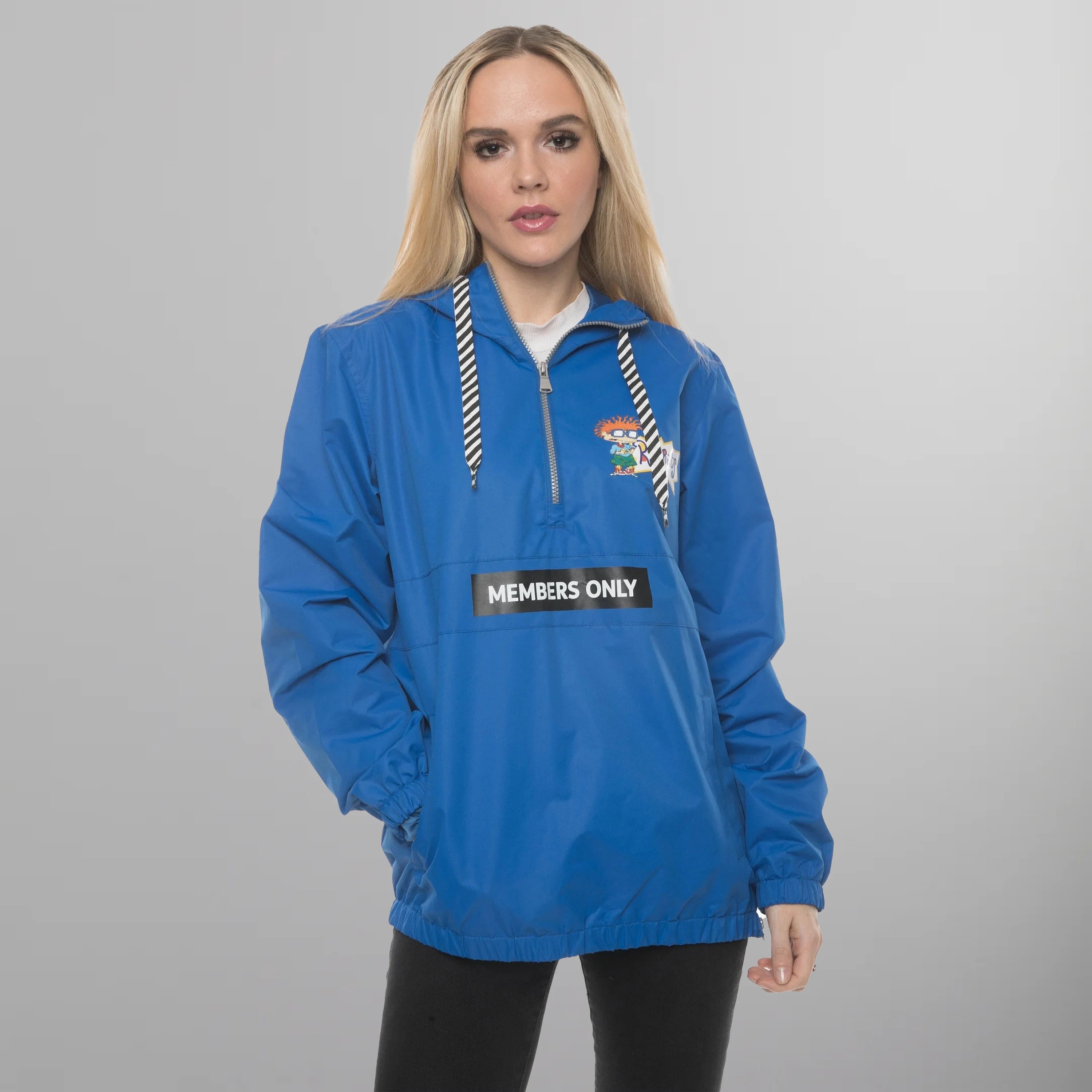 Women's Nickelodeon Collab Popover Oversized Jacket - FINAL SALE Womens Jacket Members Only Electric Blue Small 