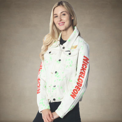 Women's White Denim Nickelodeon Trucker With Pai Jacket - FINAL SALE Womens Jacket Members Only® White Small 