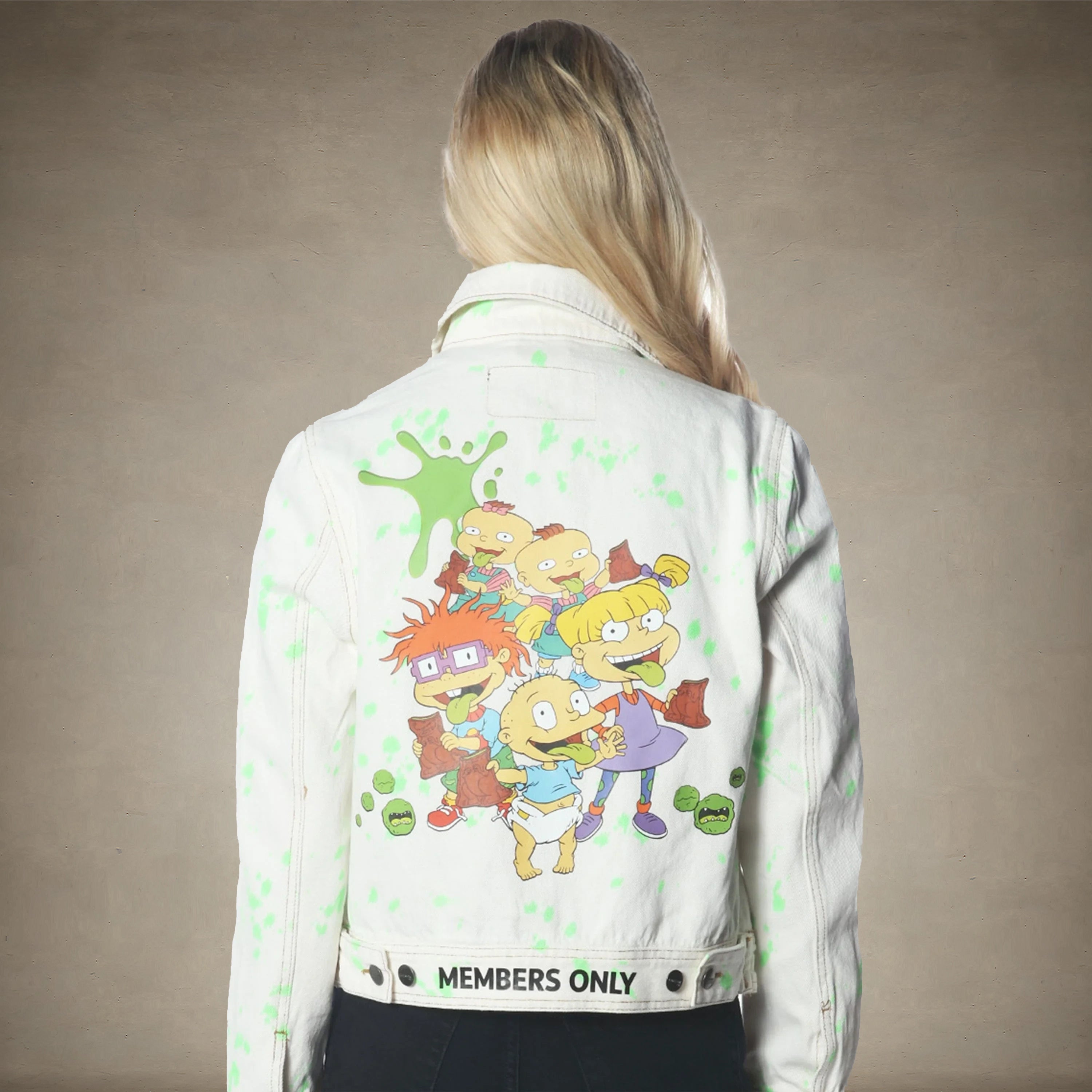 Women's White Denim Nickelodeon Trucker With Pai Jacket - FINAL SALE Womens Jacket Members Only® 