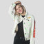 Women's White Denim Nickelodeon Trucker With Pai Jacket - FINAL SALE Womens Jacket Members Only 